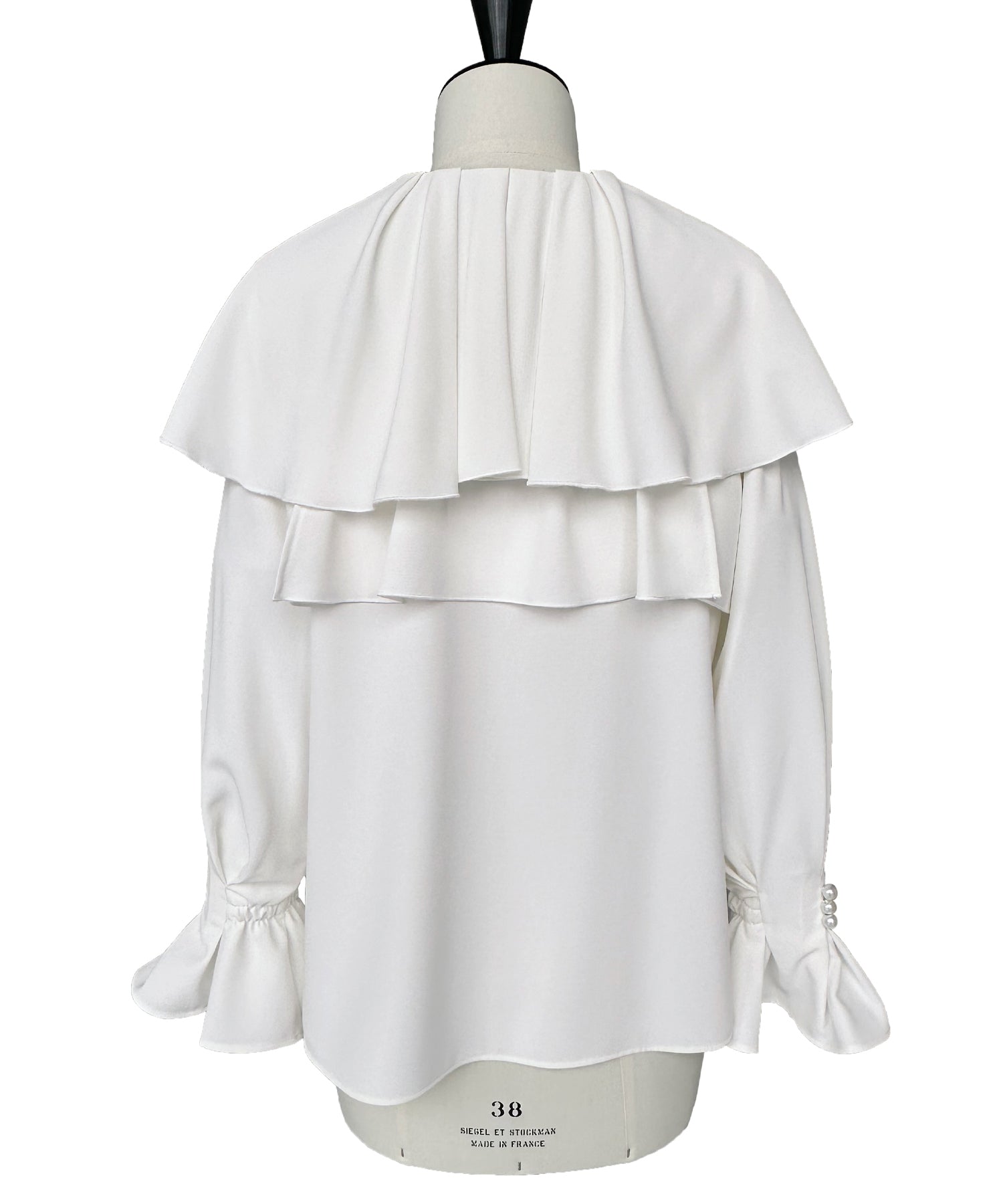 ルイルエブティック RUIRUE BOUTIQUE ケープカラーフリルブラウス＆ハイウエストジャンパースカートセット（ホワイト×ネイビー） ホワイト×ネイビー