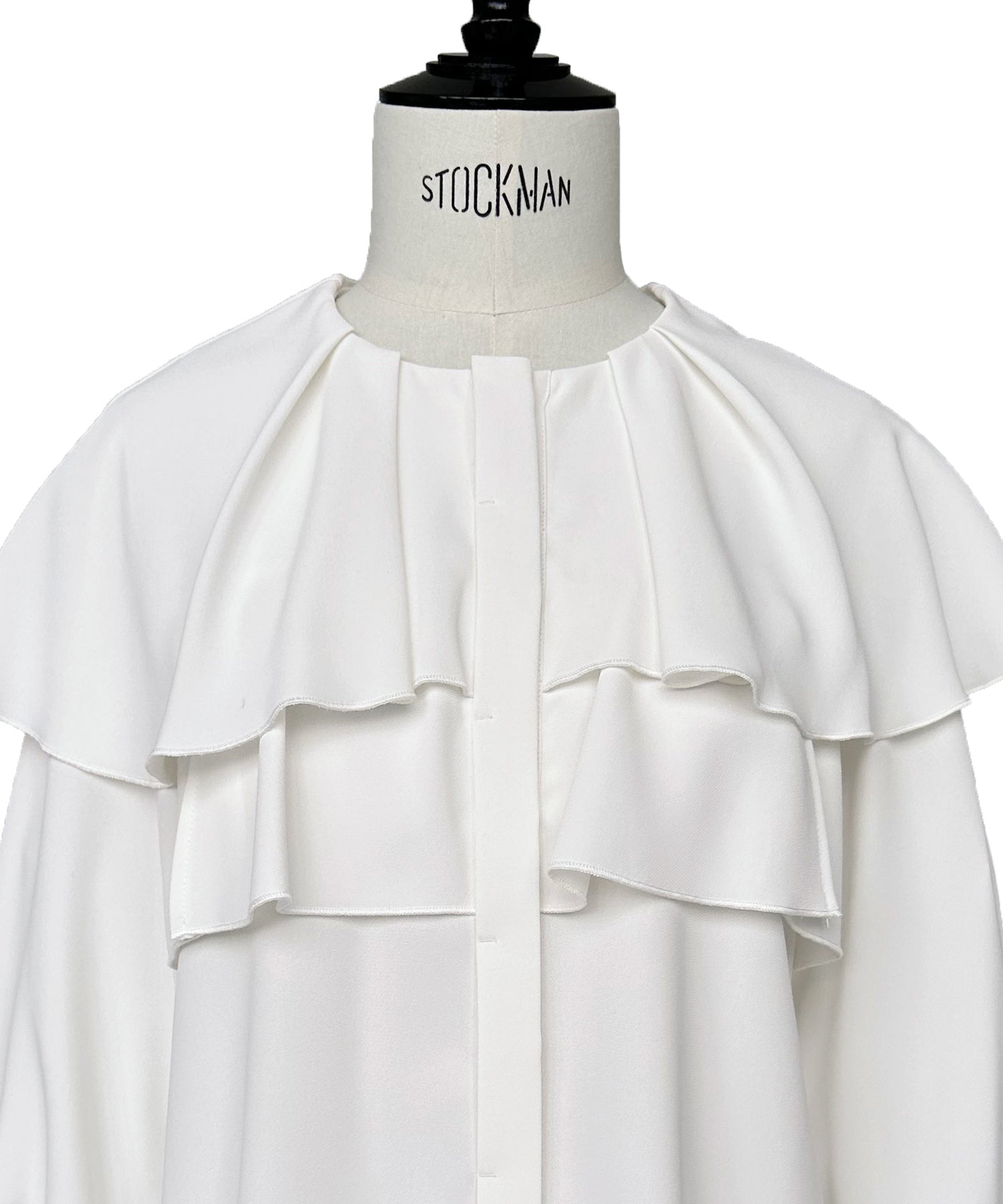 ルイルエブティック RUIRUE BOUTIQUE ケープカラーフリルブラウス＆ハイウエストジャンパースカートセット（ホワイト×ネイビー） ホワイト×ネイビー