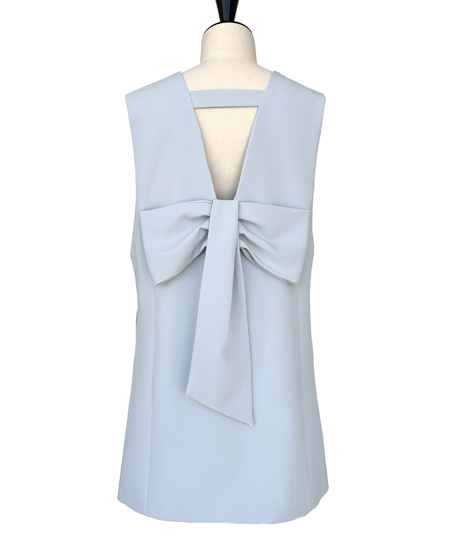 ルイルエブティック RUIRUE BOUTIQUE ストレッチ ｜ Vネック バックリボン ジレ ＆ テーパードパンツ セット ｜ 入学式 卒業式 セレモニー フォーマル オフィスカジュアル 美脚 セットアップ ママスーツ （ペールブルー） ペールブルー