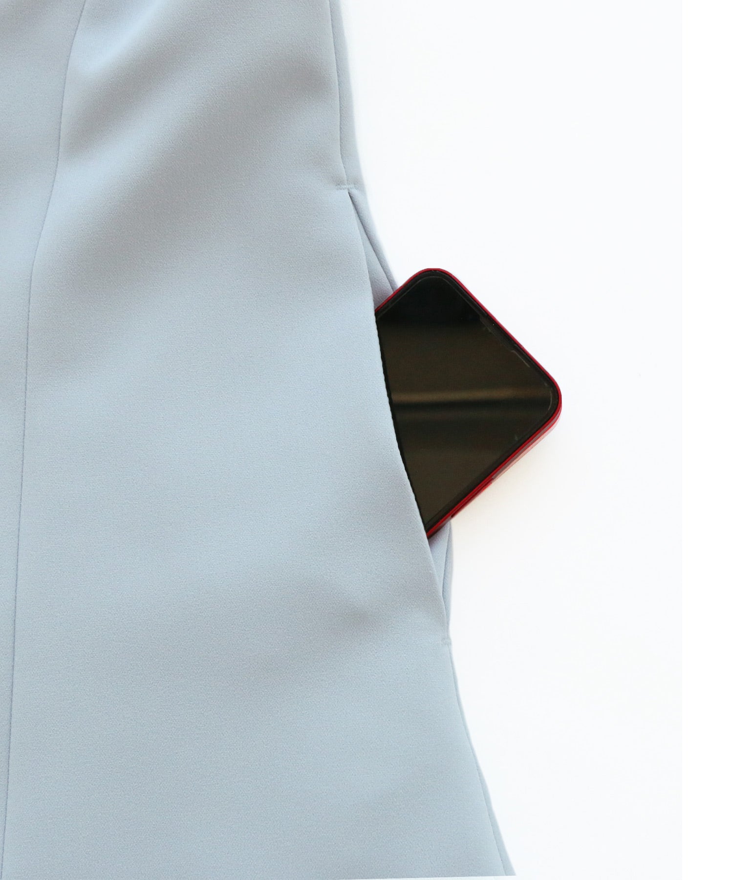 ルイルエブティック RUIRUE BOUTIQUE ストレッチ ｜ Vネック バックリボン ジレ ＆ テーパードパンツ セット ｜ 入学式 卒業式 セレモニー フォーマル オフィスカジュアル 美脚 セットアップ ママスーツ （ペールブルー） ペールブルー