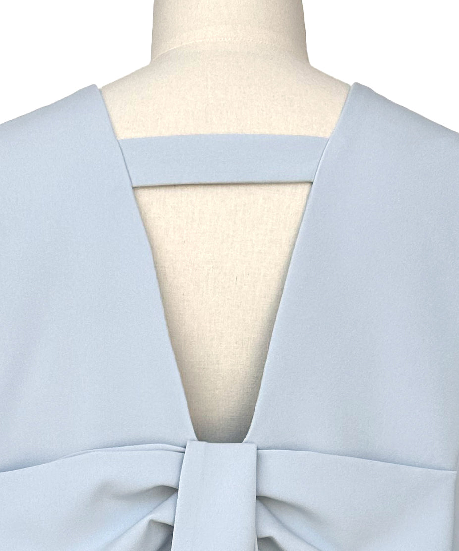 ルイルエブティック RUIRUE BOUTIQUE ストレッチ ｜ Vネック バックリボン ジレ ＆ テーパードパンツ セット ｜ 入学式 卒業式 セレモニー フォーマル オフィスカジュアル 美脚 セットアップ ママスーツ （ペールブルー） ペールブルー