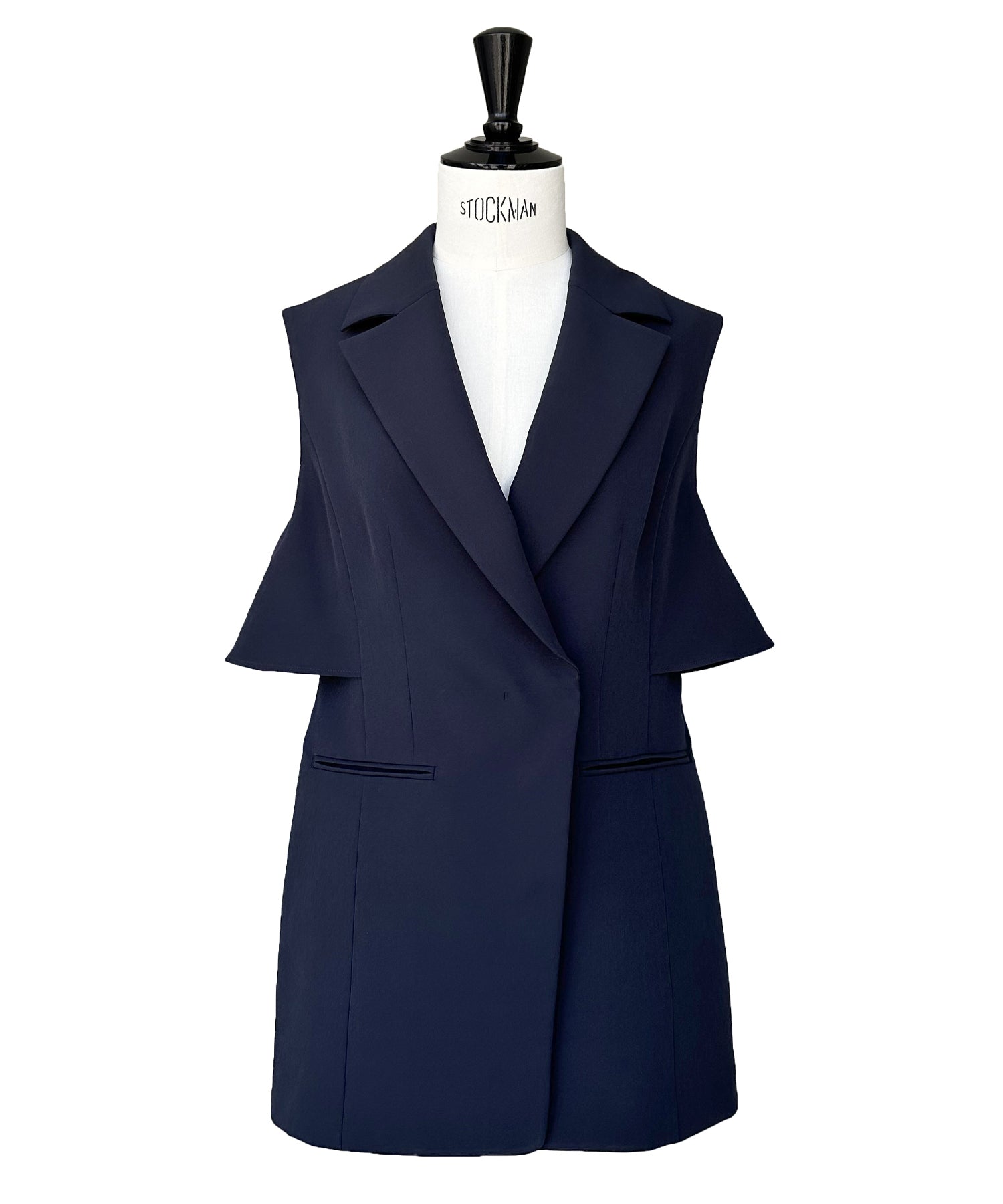 ルイルエブティック RUIRUE BOUTIQUE ストレッチ ｜ テーラード バックフリル ジレ ＆ スリムパンツ スーツ ｜ 入学式 卒業式 セレモニー フォーマル オフィスカジュアル 美脚 セットアップ ママスーツ （ダークネイビー） ダークネイビー