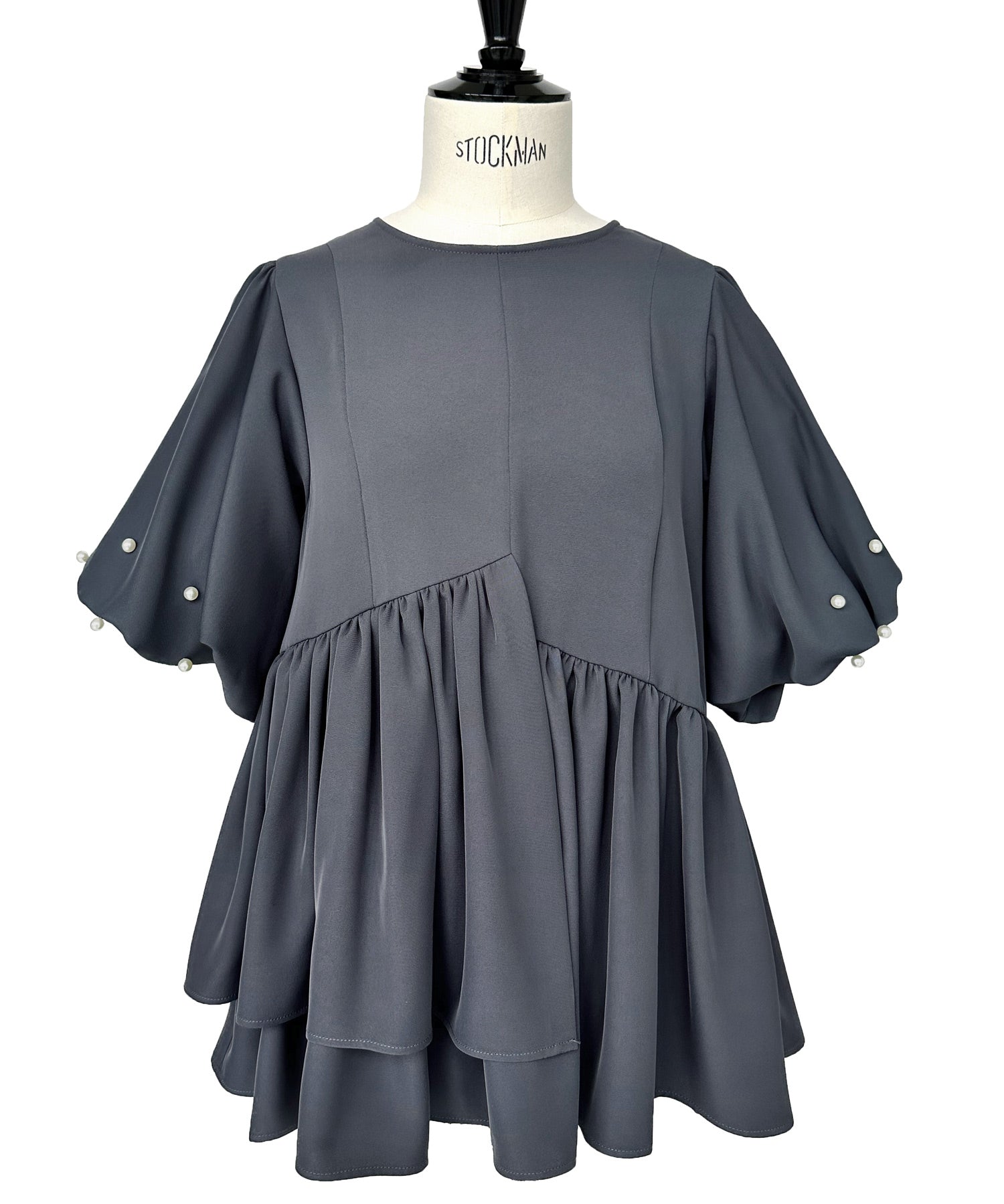 ルイルエブティック RUIRUE BOUTIQUE 洗える ストレッチ オケージョンドレス 結婚式 ｜ 選べるパンツ パール バルーントップス ＆ テーパードパンツ ｜ セレモニー 美脚 ママスーツ パンツドレス （テーパード/ブラック） テーパード/ブラック