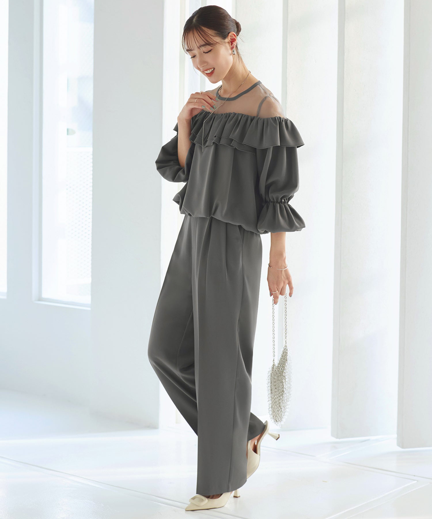 RUIRUE BOUTIQUE RUIRUE BOUTIQUE 華麗套裝裙 透明氣球上衣/半寬褲