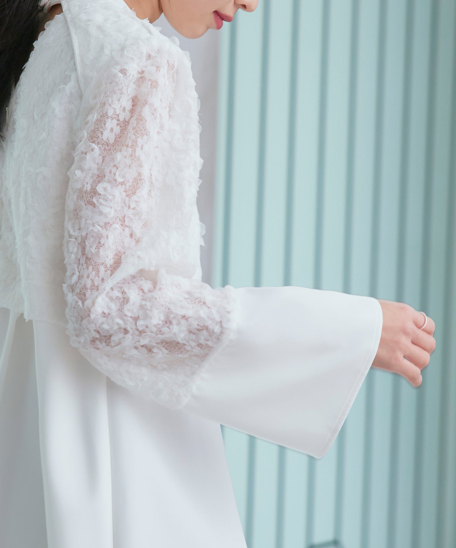 RUIRUE BOUTIQUE 婚禮禮服 彈性 可洗 ｜ 華麗 套裝 禮服 立體蕾絲 上衣 / 錐形褲 ｜ 美腿 伴娘禮服 派對禮服