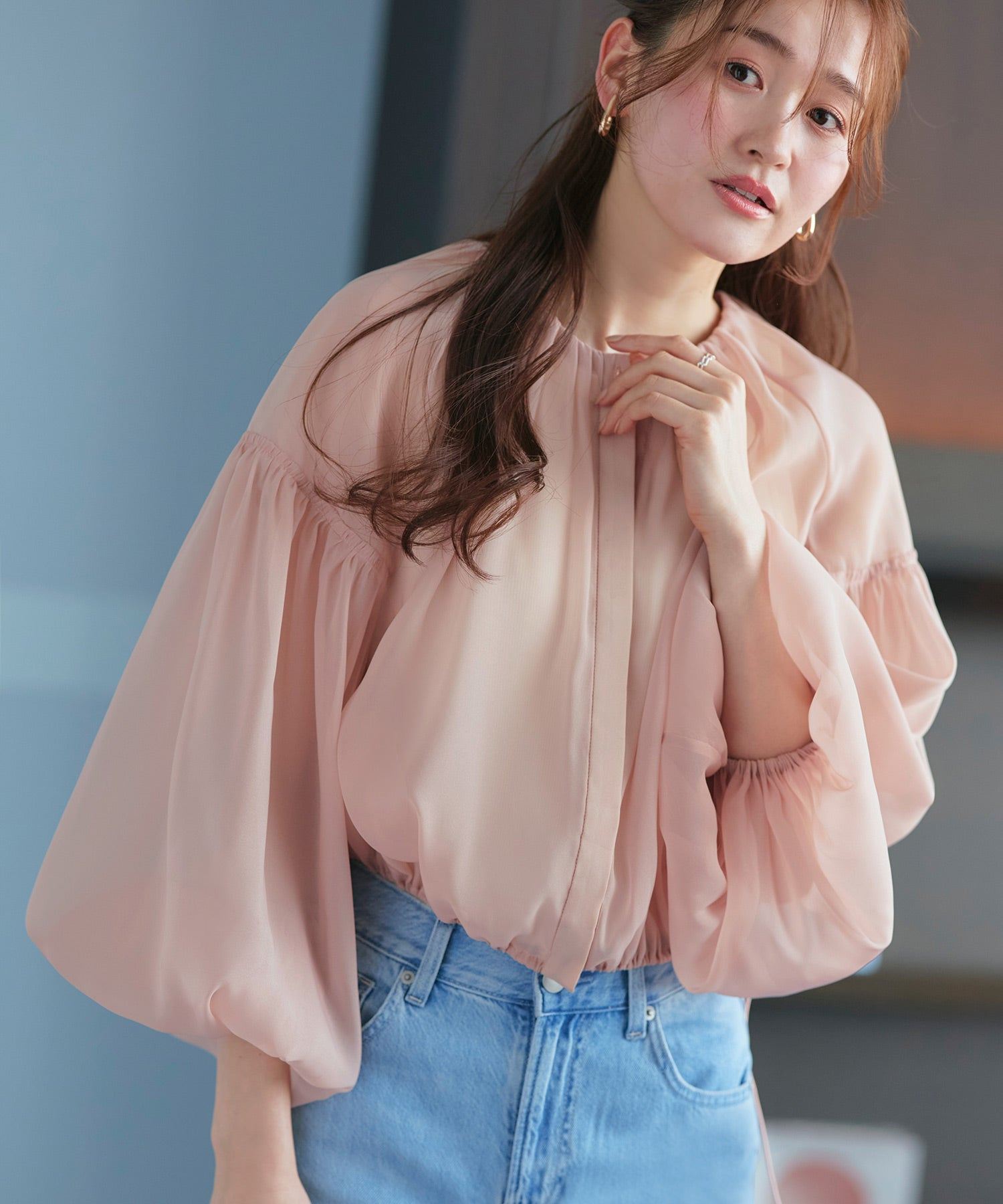 ルイルエブティック RUIRUE BOUTIQUE シアーボリュームブルゾン （ピンク） ピンク