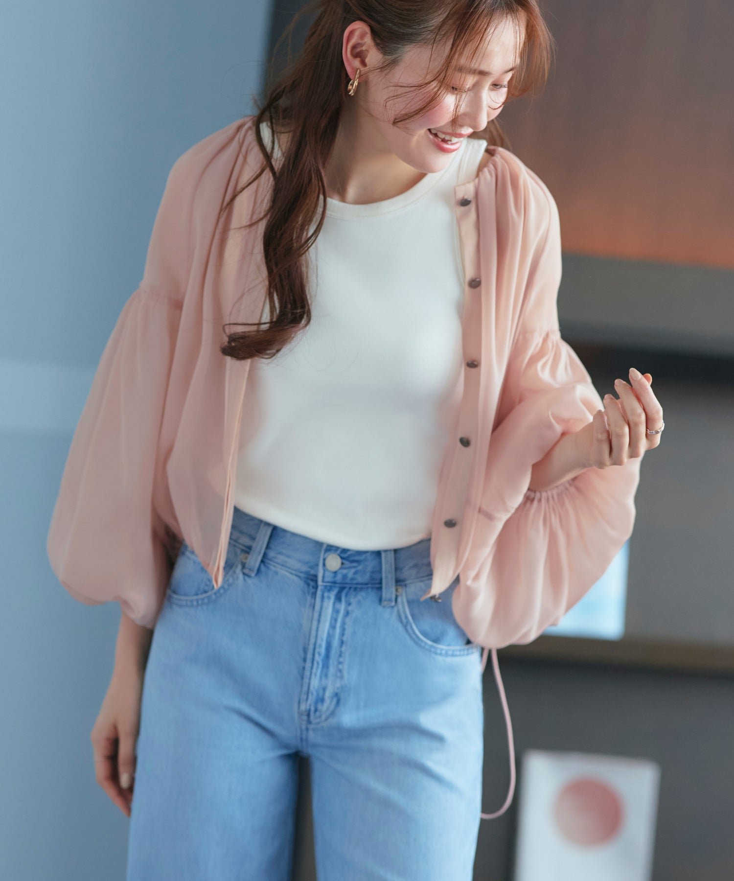 ルイルエブティック RUIRUE BOUTIQUE シアーボリュームブルゾン （ピンク） ピンク