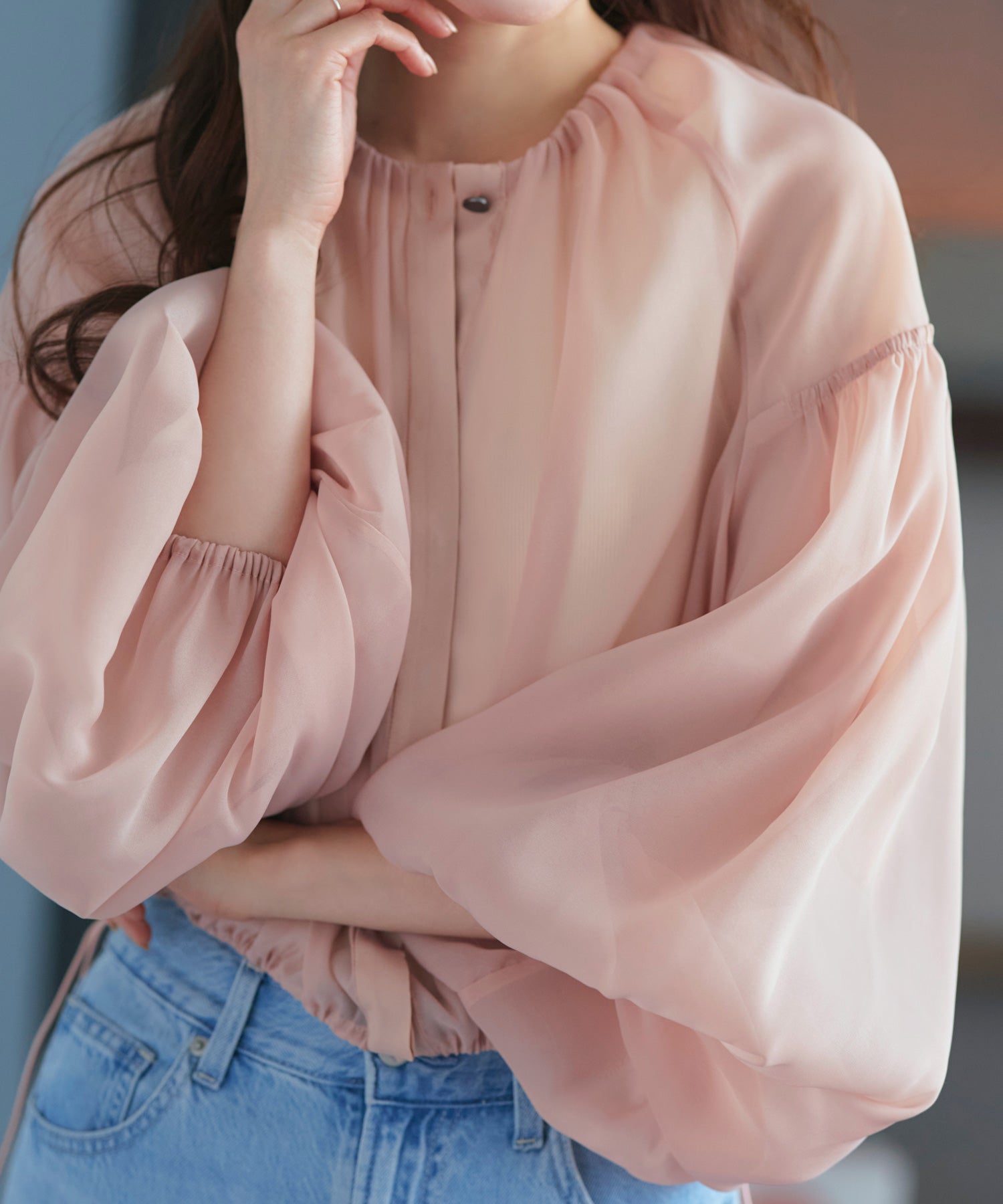 ルイルエブティック RUIRUE BOUTIQUE シアーボリュームブルゾン （ピンク） ピンク