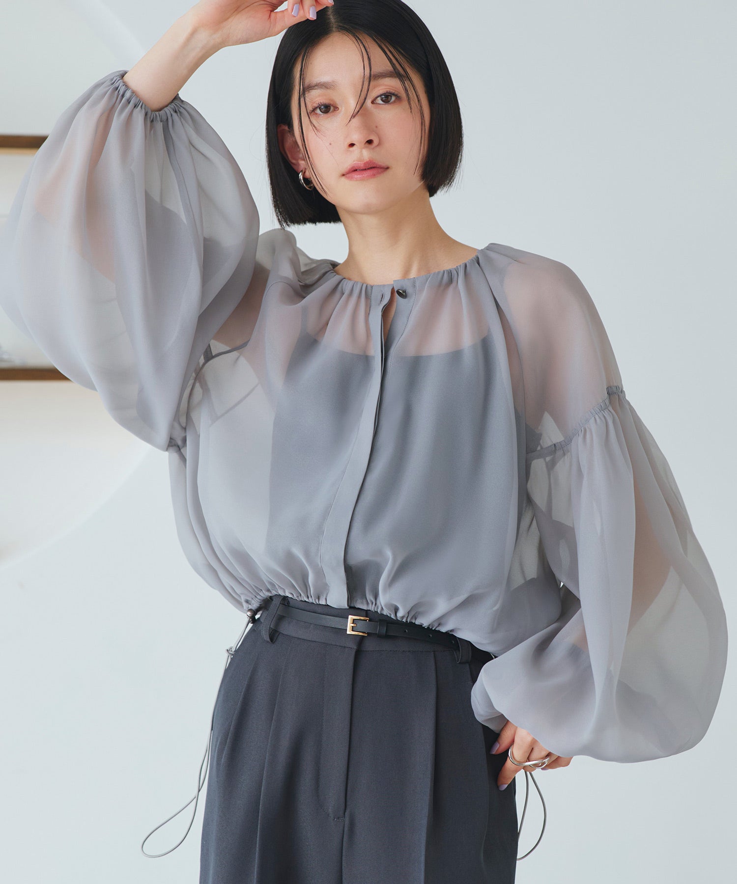 ルイルエブティック RUIRUE BOUTIQUE シアーボリュームブルゾン （グレー） グレー