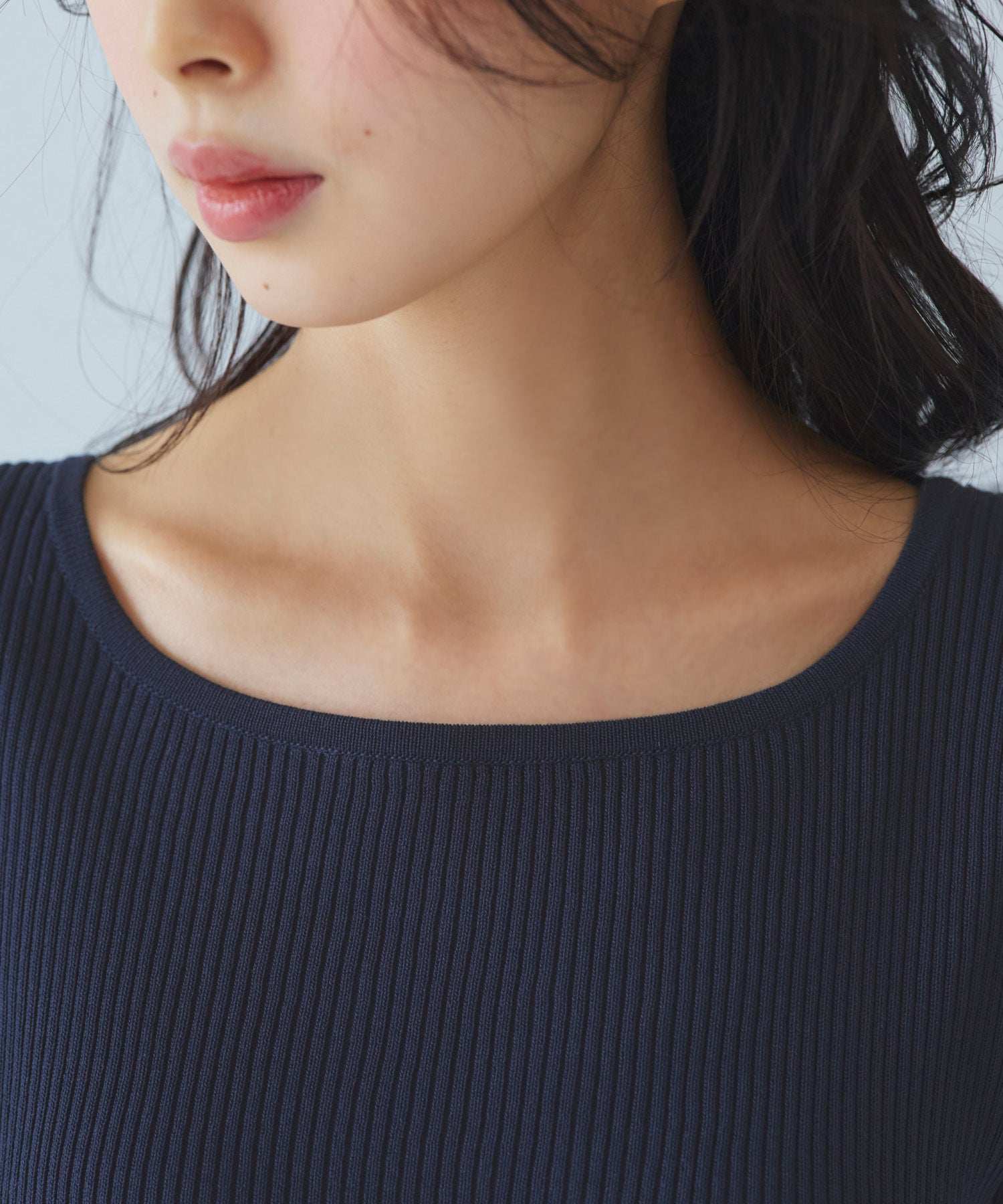 ルイルエブティック RUIRUE BOUTIQUE 洗える ストレッチ ｜ リブニット & ギャザースカート コンビワンピース ｜ レディース おしゃれ きれいめ 半袖 無地 オフィスカジュアル 通勤服 ニットワンピース （ネイビー） ネイビー