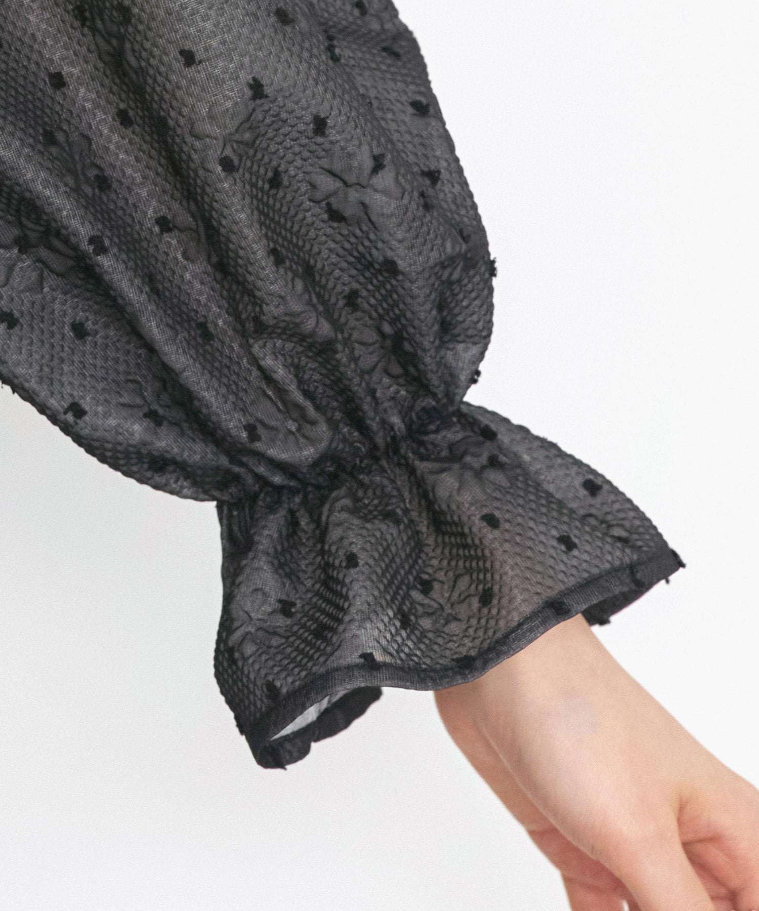 ルイルエブティック RUIRUE BOUTIQUE シアードットジャカードペプラムトップス＆パンツセットアップ （ブラック） ブラック