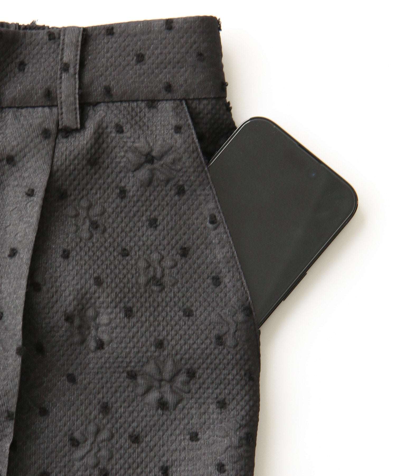 ルイルエブティック RUIRUE BOUTIQUE シアードットジャカードペプラムトップス＆パンツセットアップ （ブラック） ブラック