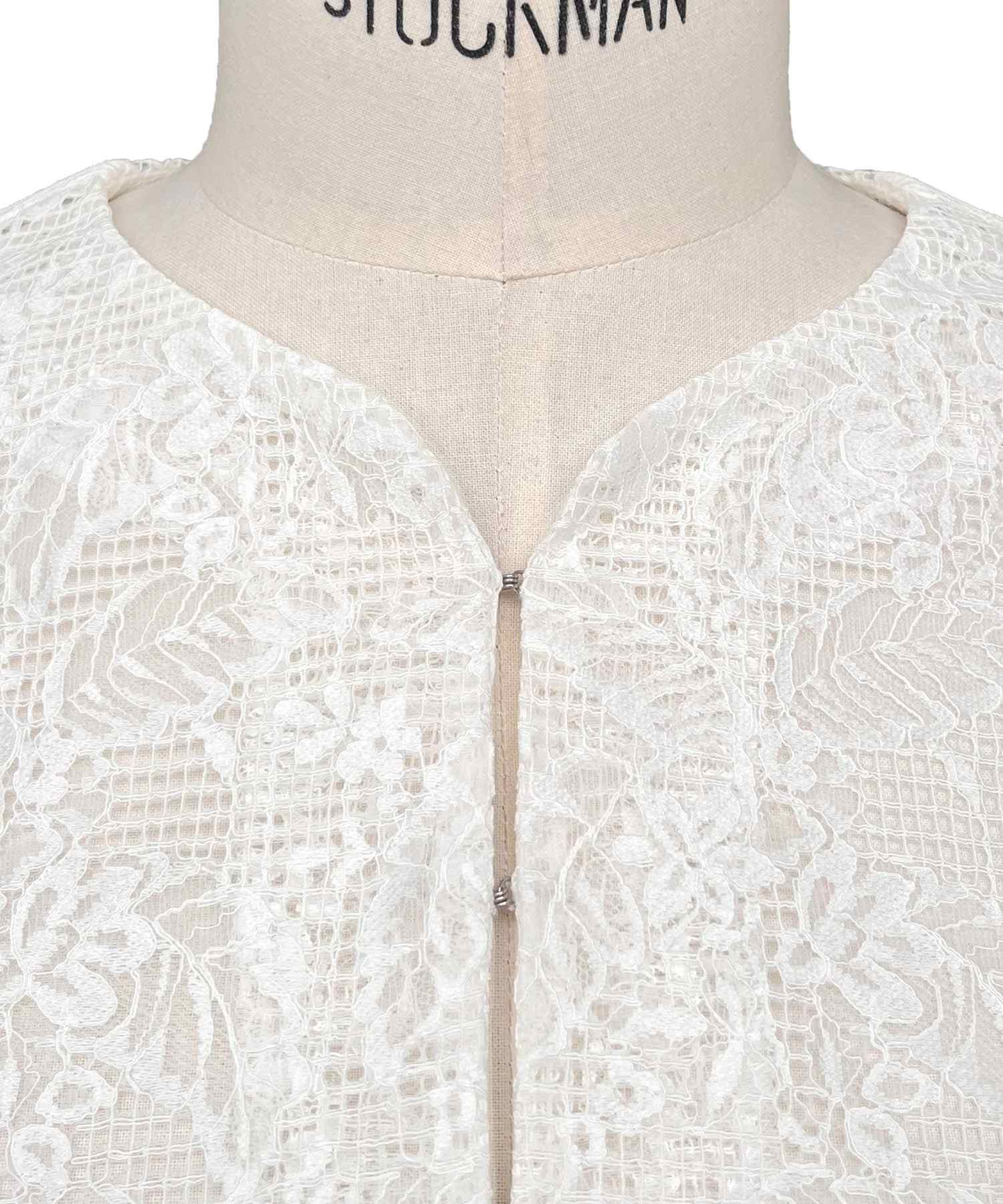 ルイルエブティック RUIRUE BOUTIQUE 洗える ｜ レース カーデ ＆ キーネック オールインワン セットアップ ｜ レディース おしゃれ きれいめ オフィスカジュアル 通勤服 夏コーデ パンツスーツ （ブラック） ブラック