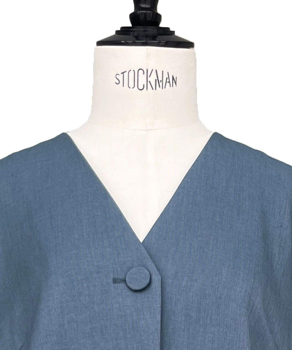 ルイルエブティック RUIRUE BOUTIQUE バックペプラムジレ＆テーパードパンツセットアップ （ブルー） ブルー