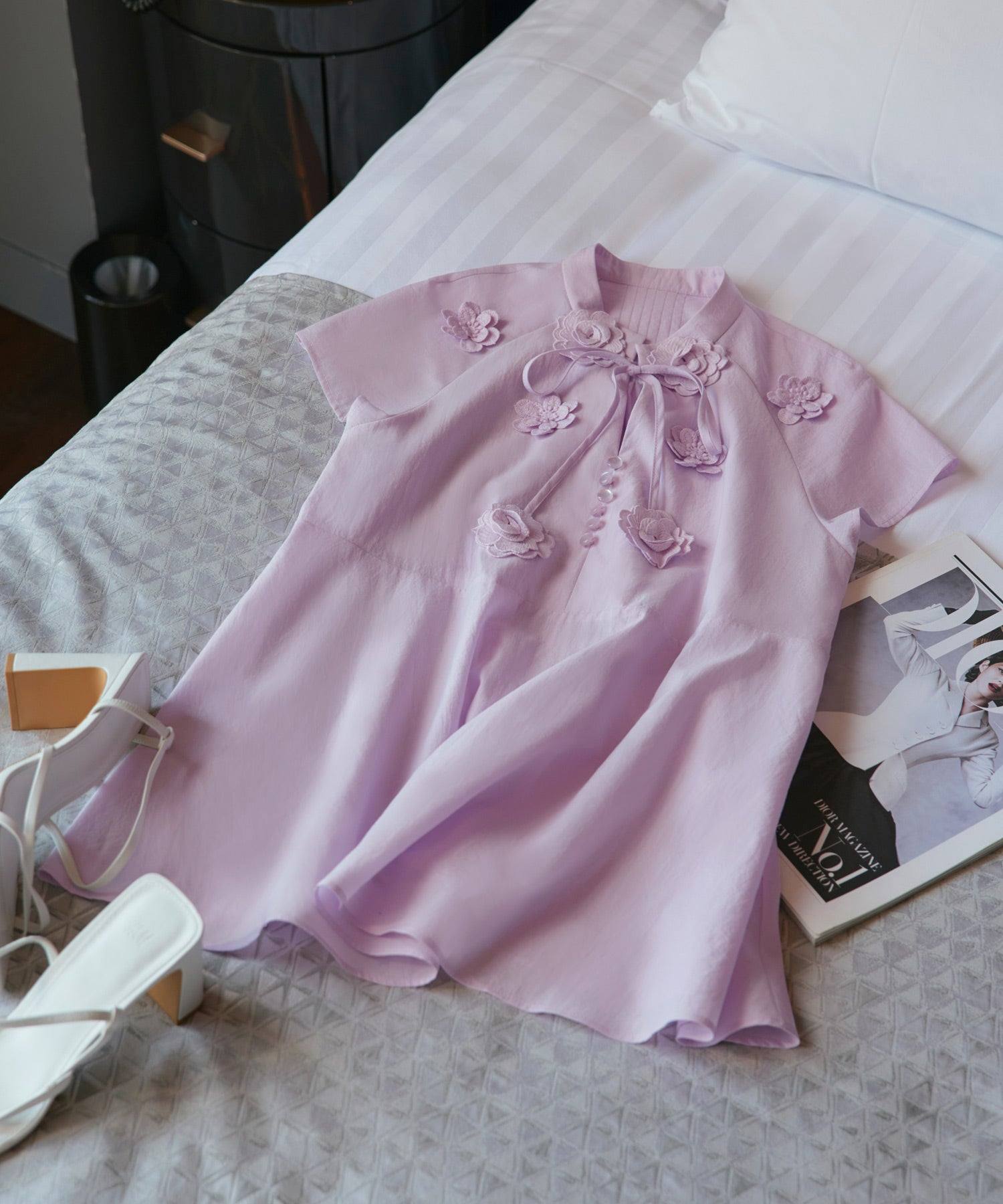 ルイルエブティック RUIRUE BOUTIQUE 【洗える】フラワーモチーフ シアーペプラムブラウス （ペールイエロー） ペールイエロー