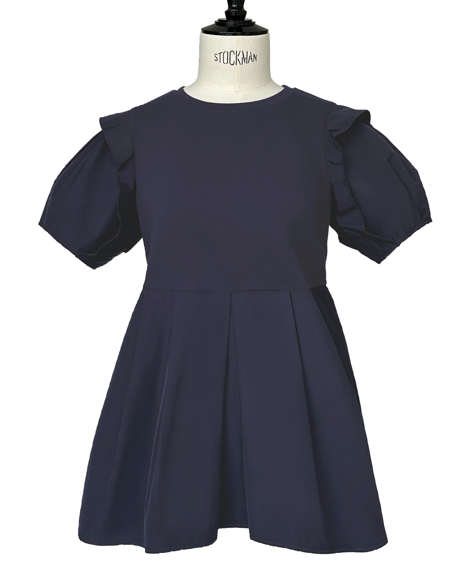 ルイルエブティック RUIRUE BOUTIQUE 【洗える】コンビネーション タックスリーブ ペプラムTシャツ （ネイビー） ネイビー