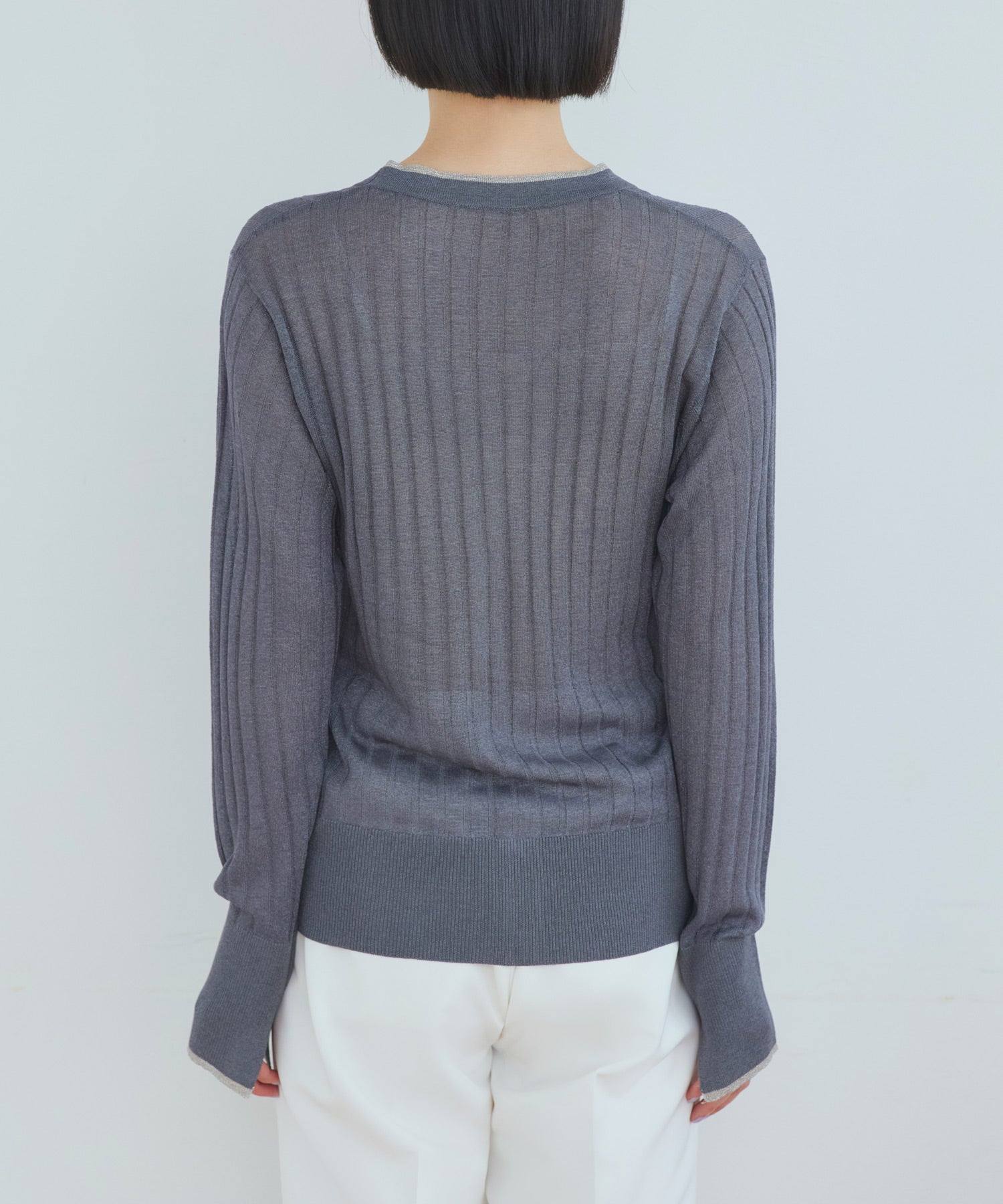 ルイルエブティック RUIRUE BOUTIQUE 洗える ストレッチ ｜ ラメ バイカラー シアー リブ カーデ ｜ レディース きれいめ 長袖 オフィスカジュアル 通勤服 サマーニット ニットトップス リブニット カーディガン （ホワイト） ホワイト