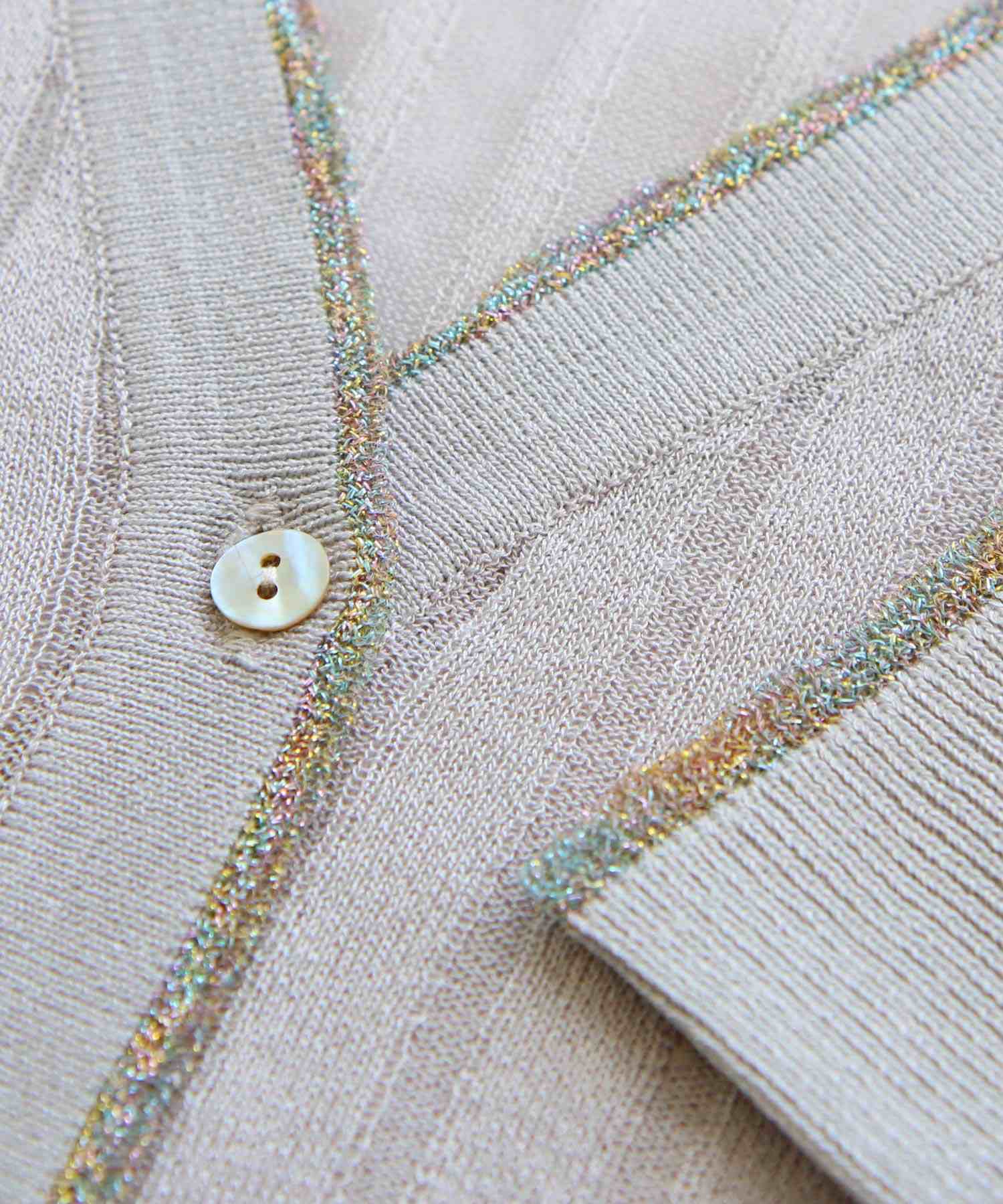 ルイルエブティック RUIRUE BOUTIQUE 洗える ストレッチ ｜ ラメ バイカラー シアー リブ カーデ ｜ レディース きれいめ 長袖 オフィスカジュアル 通勤服 サマーニット ニットトップス リブニット カーディガン （ホワイト） ホワイト