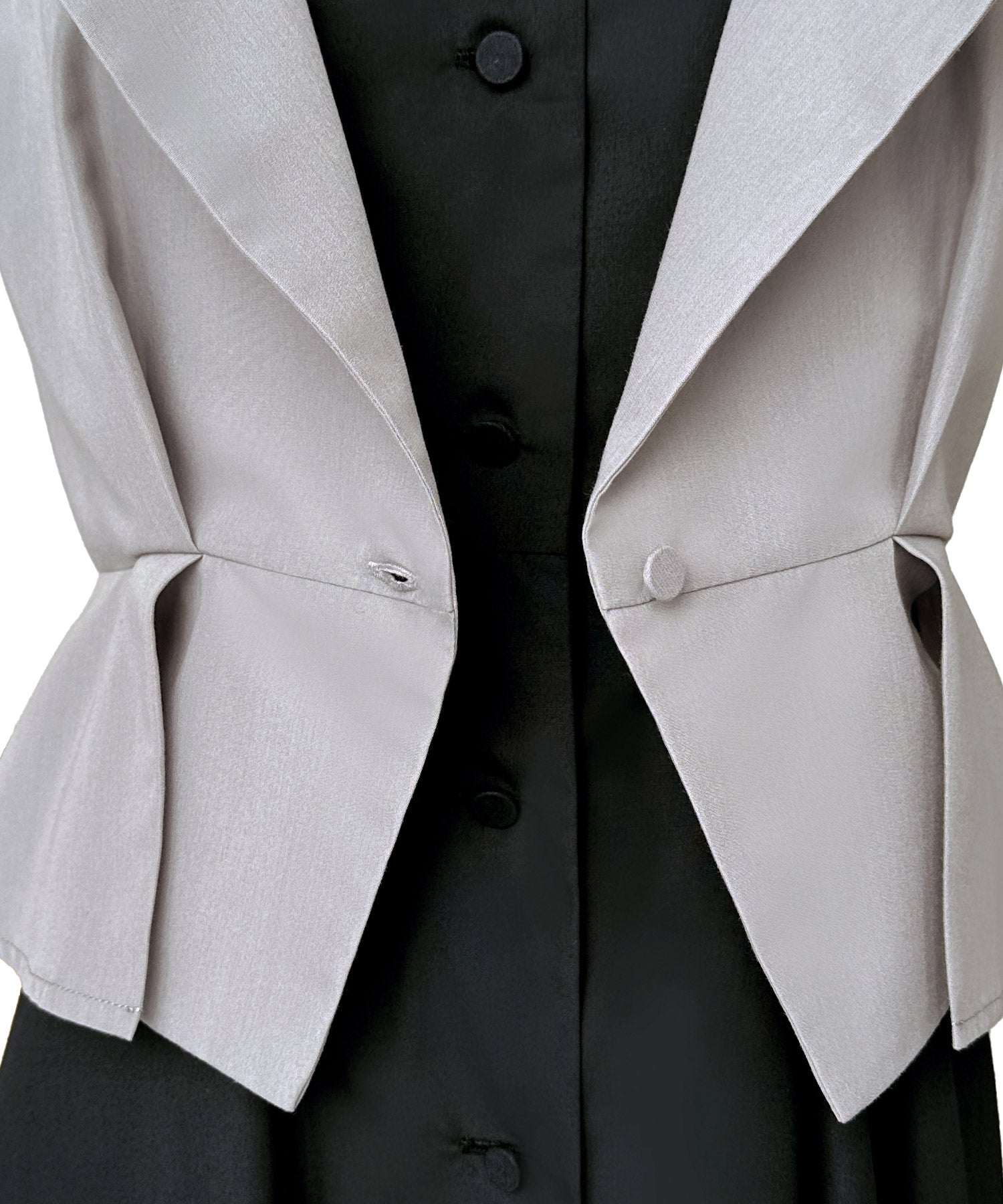 ルイルエブティック RUIRUE BOUTIQUE ビスチェ風バイカラーシャツワンピース （ブラック×グレー） ブラック×グレー