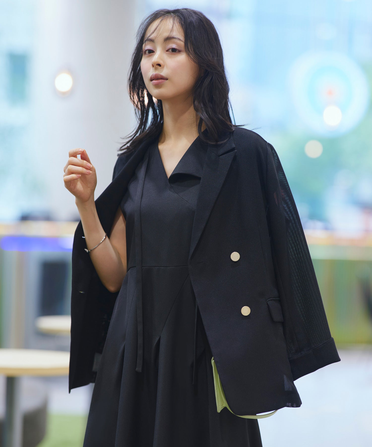 ルイルエブティック RUIRUE BOUTIQUE 【洗える】アシメタック フレアロングワンピース （ブラック） ブラック