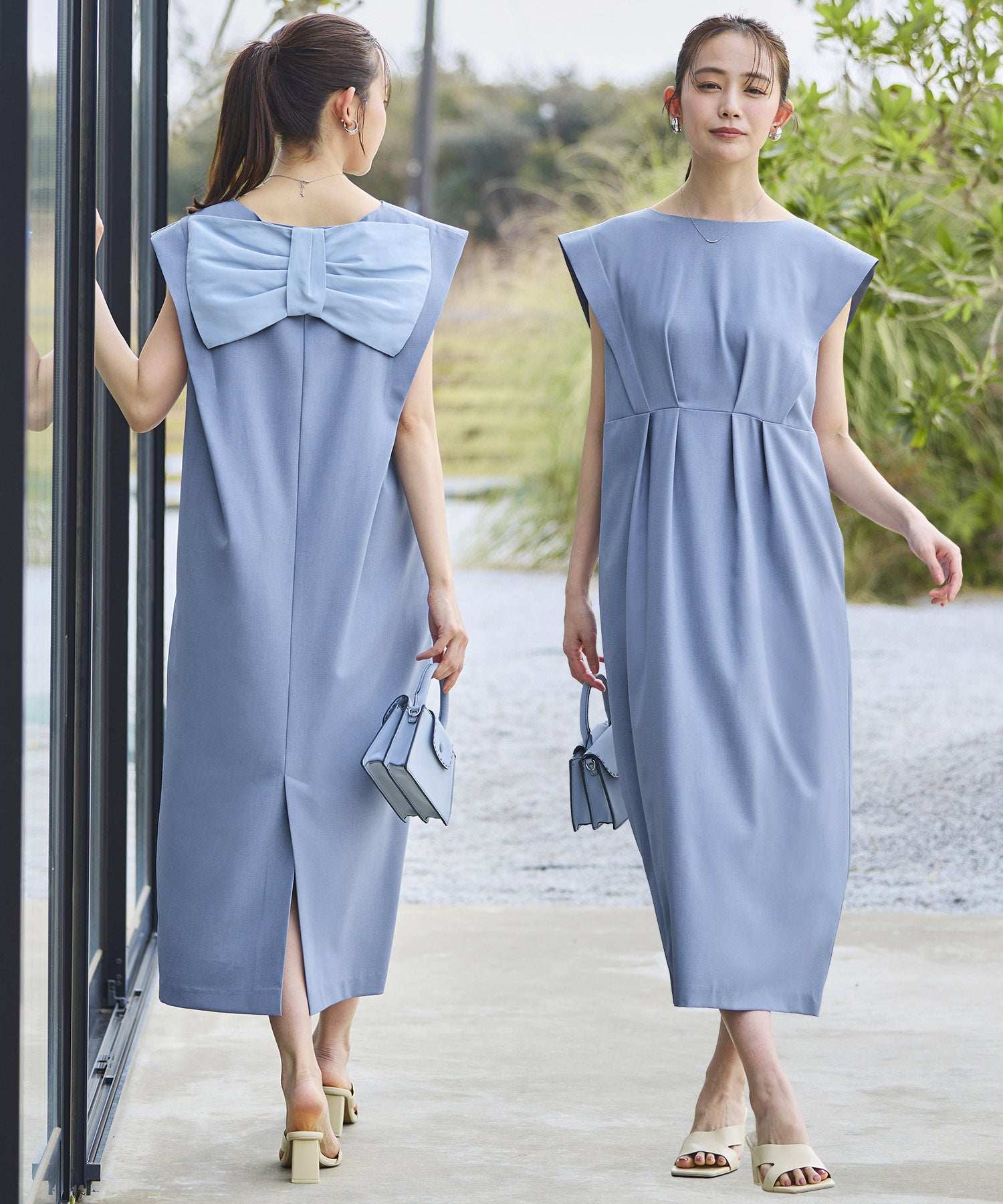 ルイルエブティック RUIRUE BOUTIQUE バックリボンコクーンワンピ （ブルーグレー） ブルーグレー