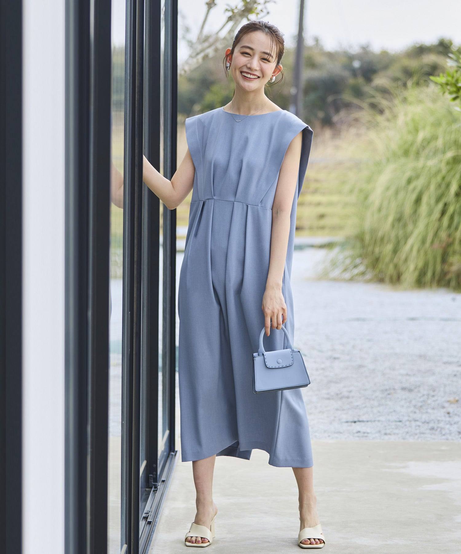 ルイルエブティック RUIRUE BOUTIQUE バックリボンコクーンワンピ （ブルーグレー） ブルーグレー