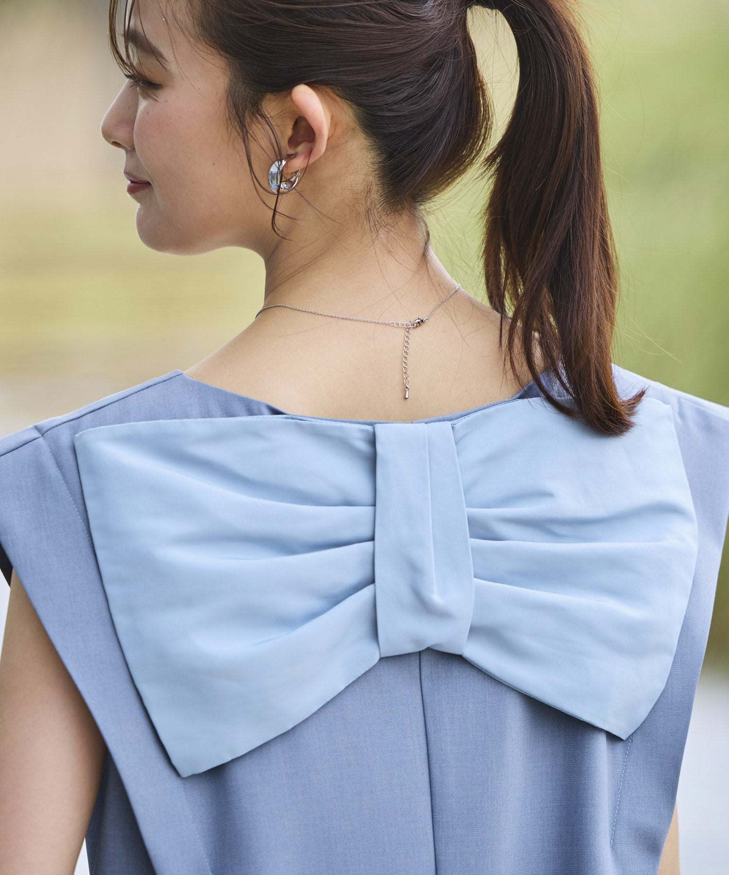 ルイルエブティック RUIRUE BOUTIQUE バックリボンコクーンワンピ （ブルーグレー） ブルーグレー