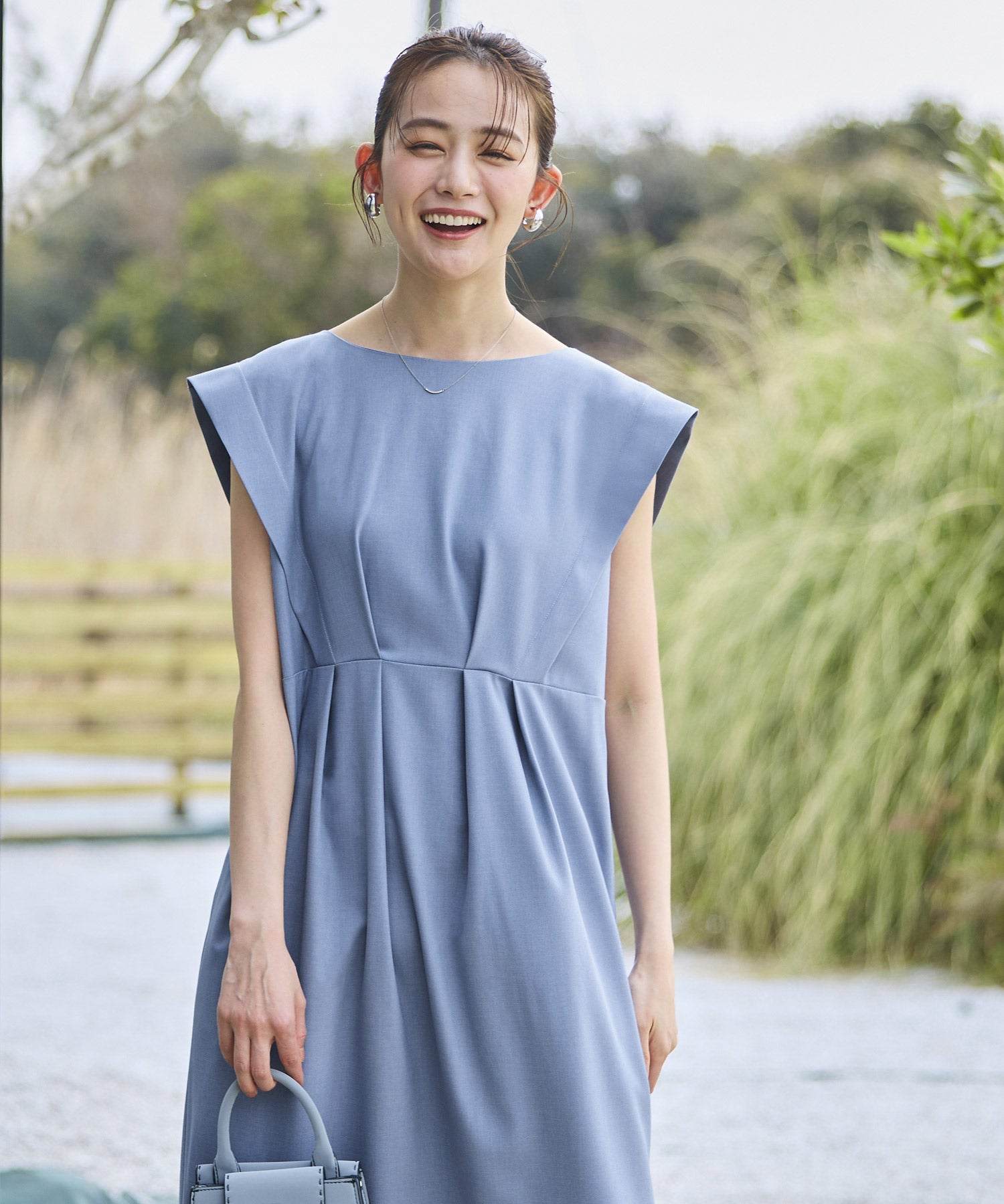 ルイルエブティック RUIRUE BOUTIQUE バックリボンコクーンワンピ （ブルーグレー） ブルーグレー