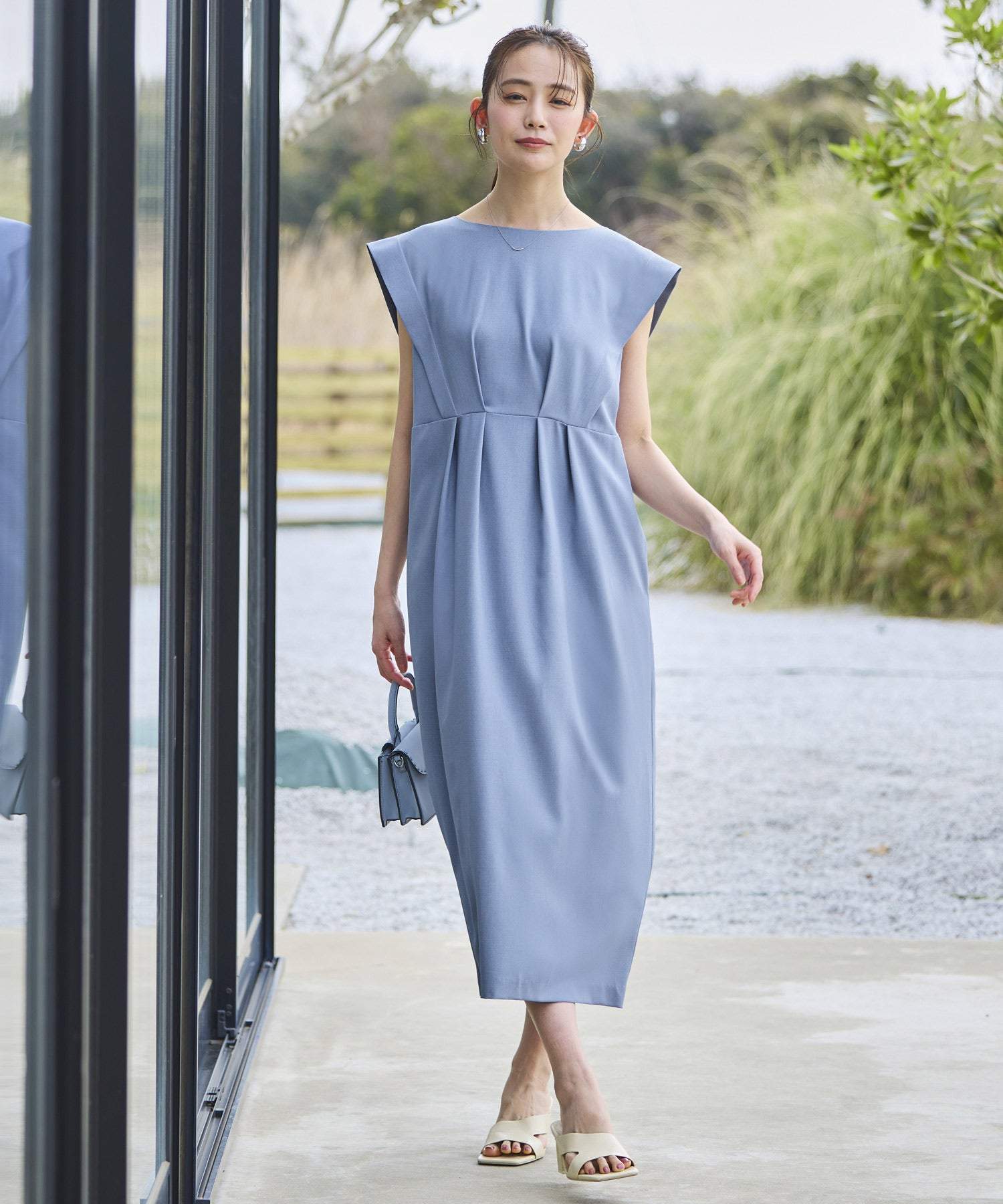 ルイルエブティック RUIRUE BOUTIQUE バックリボンコクーンワンピ （ブルーグレー） ブルーグレー