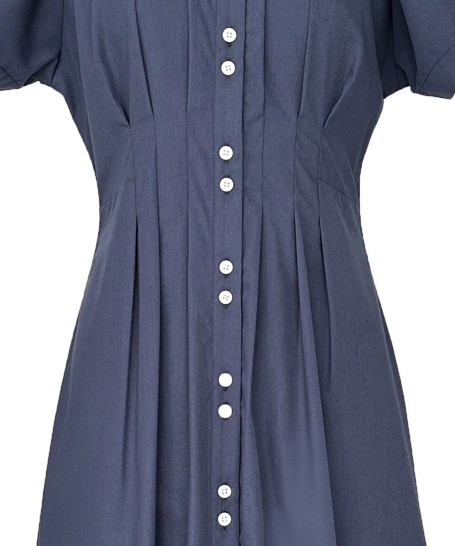 ルイルエブティック RUIRUE BOUTIQUE 洗える ｜ タック ＆ フレア ロング シャツワンピース ｜ レディース おしゃれ きれいめ オフィスカジュアル 通勤服 休日コーデ シャツワンピ ワンピース （グレージュ） グレージュ