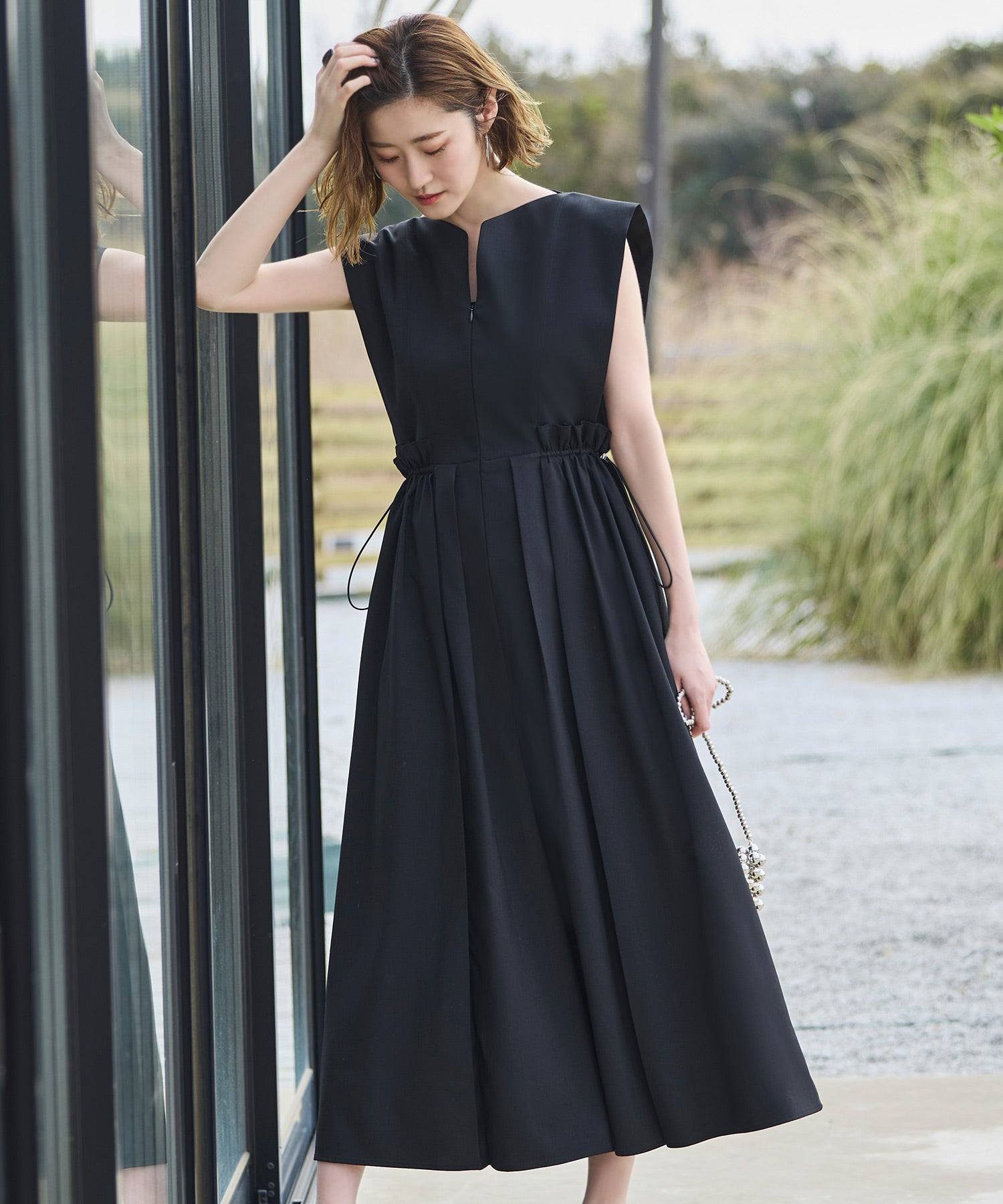 ルイルエブティック RUIRUE BOUTIQUE ウエストドロストワイドオールインワン （ブラック） ブラック