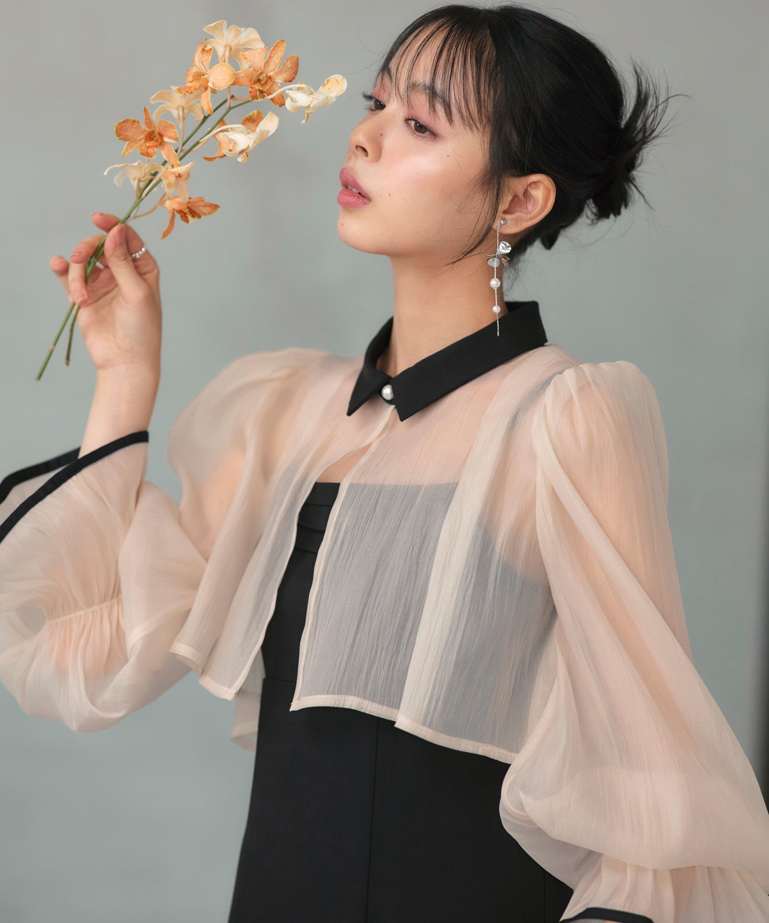 ルイルエブティック RUIRUE BOUTIQUE オケージョンドレス 結婚式 ストレッチ ｜ エアリー シアー トップス ＆ キャミ フレア ドレス ｜ 二次会 披露宴 美脚 ワンピース オケージョン お呼ばれ パーティードレス （ベージュ×ブラック） ベージュ×ブラック