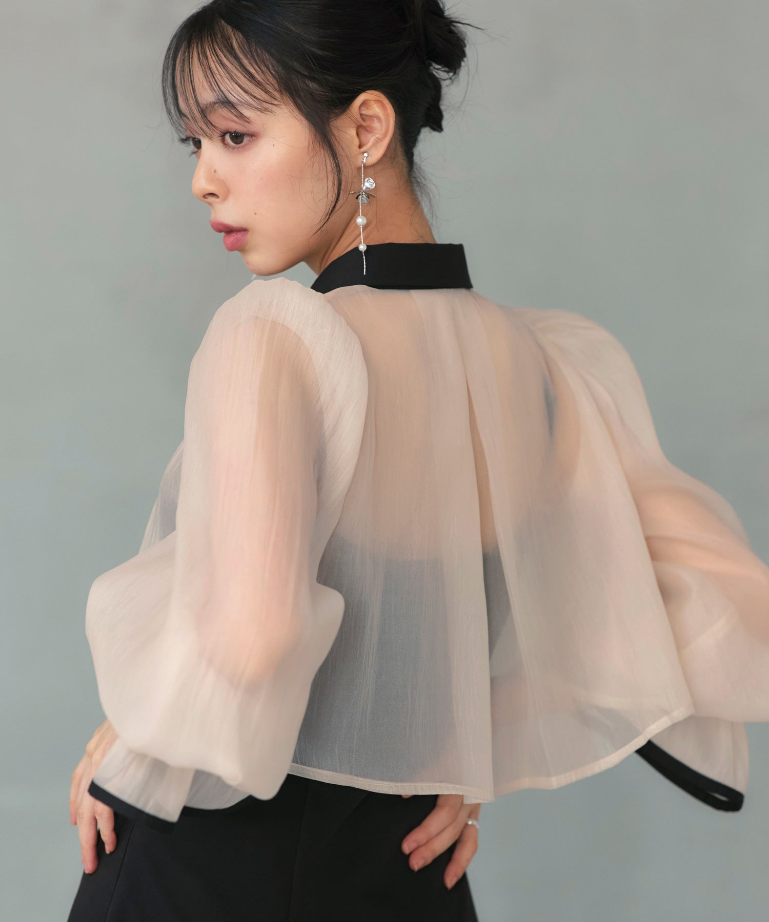 ルイルエブティック RUIRUE BOUTIQUE オケージョンドレス 結婚式 ストレッチ ｜ エアリー シアー トップス ＆ キャミ フレア ドレス ｜ 二次会 披露宴 美脚 ワンピース オケージョン お呼ばれ パーティードレス （ベージュ×ブラック） ベージュ×ブラック