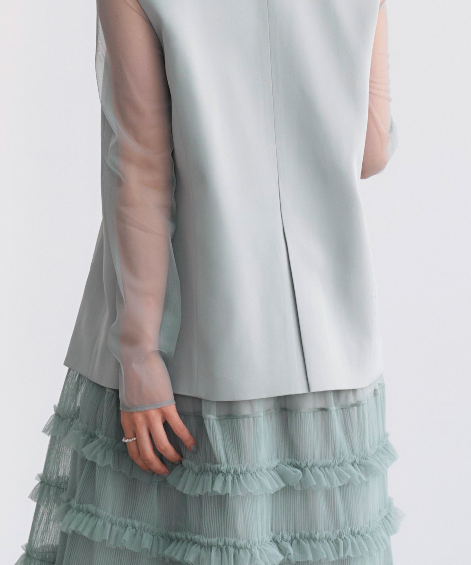 ルイルエブティック RUIRUE BOUTIQUE オケージョンドレス 結婚式 ストレッチ ｜ ジレ ＆ チュール プリーツ ワンピース セット ｜ 二次会 披露宴 美脚 ワンピース オケージョン お呼ばれ パーティードレス （ブラック） ブラック