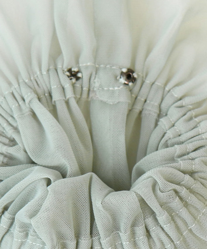 ルイルエブティック RUIRUE BOUTIQUE オケージョンドレス 結婚式 前後2WAY 洗える ｜ ジャカード タック フレアトップス ＆ テーパードパンツ ドレス ( チュールつけ袖 付き ) ｜ パンツドレス 美脚効果 （スモークグリーン） スモークグリーン