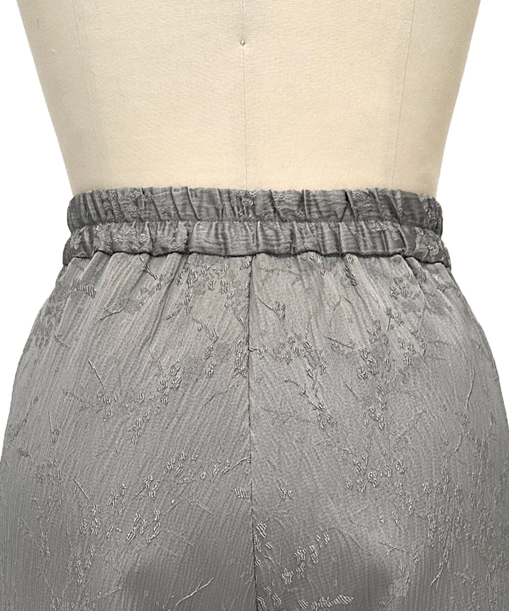 ルイルエブティック RUIRUE BOUTIQUE オケージョンドレス 結婚式 前後2WAY 洗える ｜ ジャカード タック フレアトップス ＆ テーパードパンツ ドレス ( チュールつけ袖 付き ) ｜ パンツドレス 美脚効果 （スモークグリーン） スモークグリーン