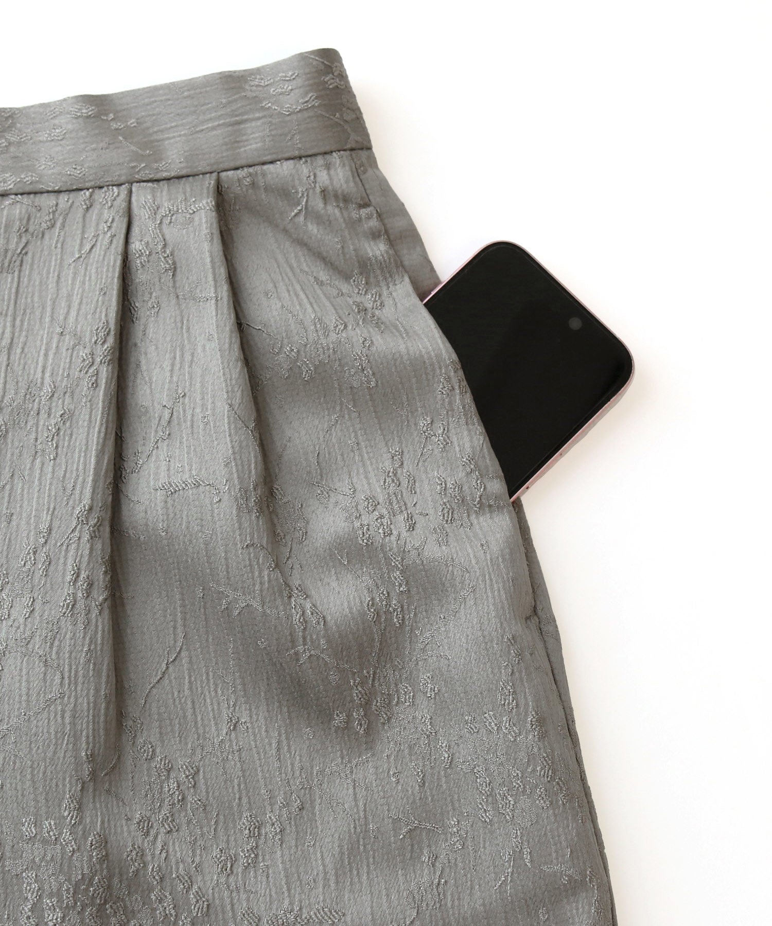 ルイルエブティック RUIRUE BOUTIQUE オケージョンドレス 結婚式 前後2WAY 洗える ｜ ジャカード タック フレアトップス ＆ テーパードパンツ ドレス ( チュールつけ袖 付き ) ｜ パンツドレス 美脚効果 （スモークグリーン） スモークグリーン