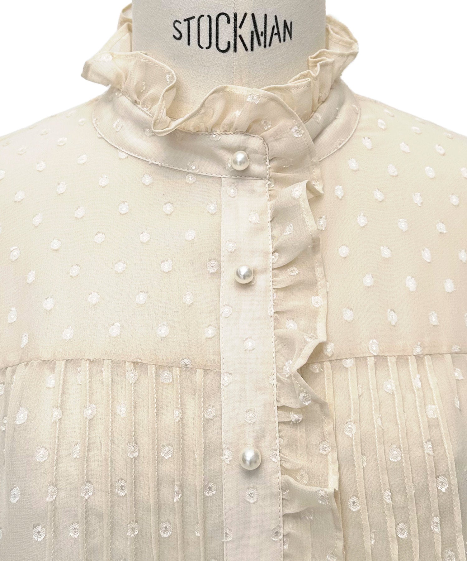 ルイルエブティック RUIRUE BOUTIQUE 洗える ｜ ドット シフォン ピンタック ブラウス ｜ レディース シアー トップス 体型カバー 長袖 透け感 オフィスカジュアル きれいめ 大人かわいい シャツ （ブラック） ブラック