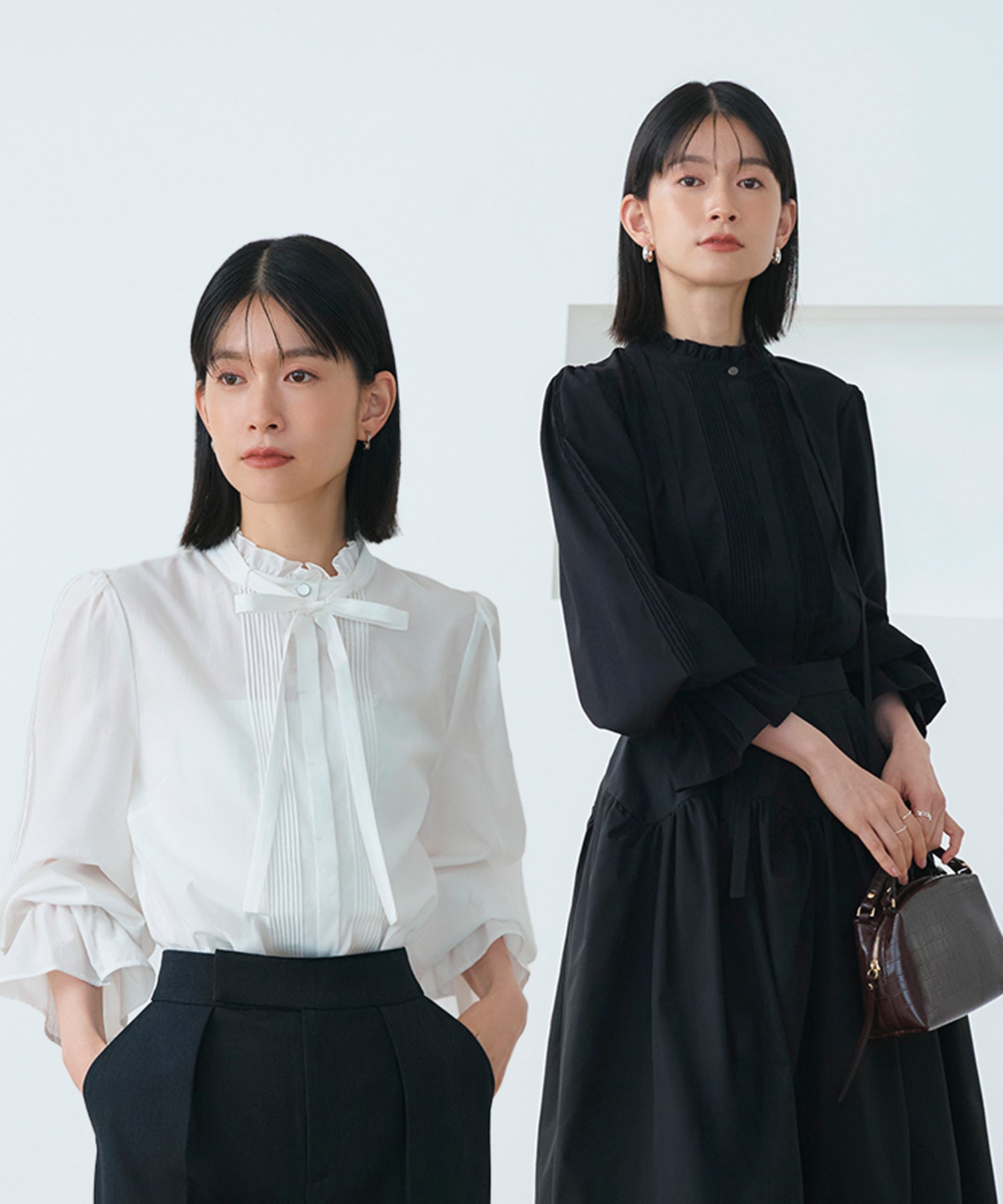 ルイルエブティック RUIRUE BOUTIQUE 洗える ストレッチ ｜ マイルド シアー ピンタック ブラウス ｜ レディース トップス 体型カバー 長袖 透け感 オフィスカジュアル きれいめ 大人かわいい シャツ （ホワイト） ホワイト