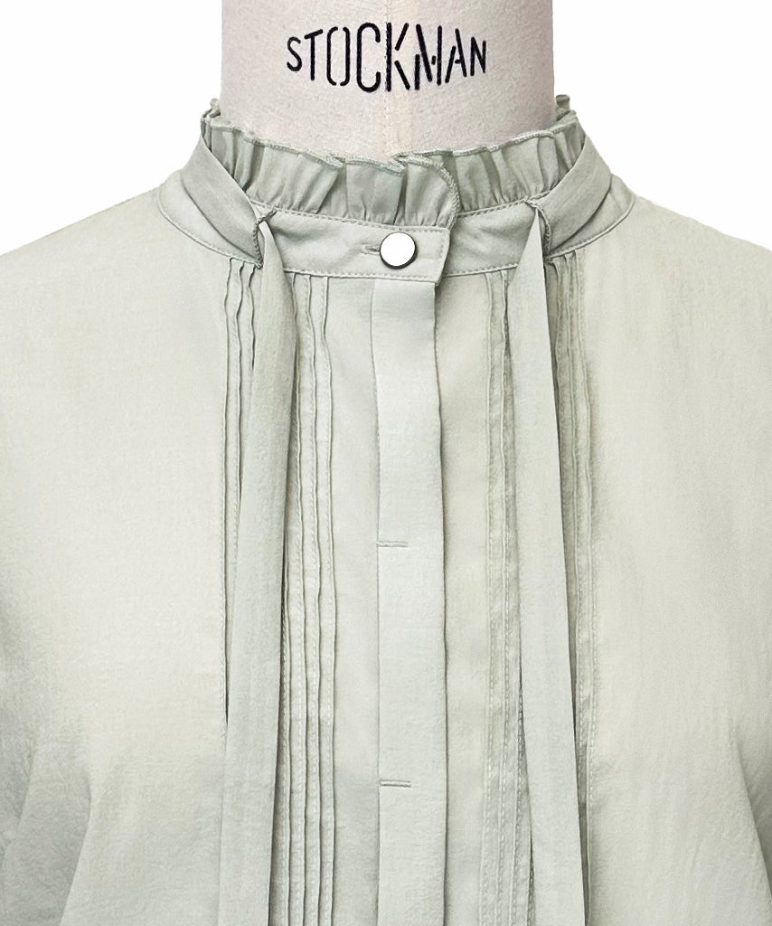 ルイルエブティック RUIRUE BOUTIQUE 洗える ストレッチ ｜ マイルド シアー ピンタック ブラウス ｜ レディース トップス 体型カバー 長袖 透け感 オフィスカジュアル きれいめ 大人かわいい シャツ （ホワイト） ホワイト