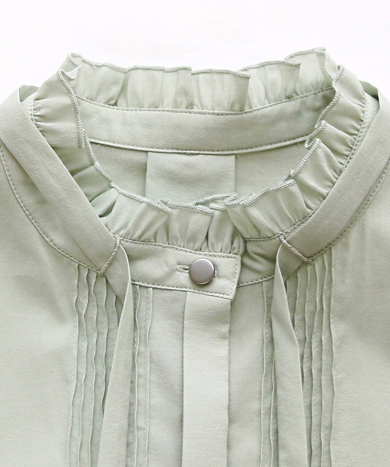 ルイルエブティック RUIRUE BOUTIQUE 洗える ストレッチ ｜ マイルド シアー ピンタック ブラウス ｜ レディース トップス 体型カバー 長袖 透け感 オフィスカジュアル きれいめ 大人かわいい シャツ （ホワイト） ホワイト