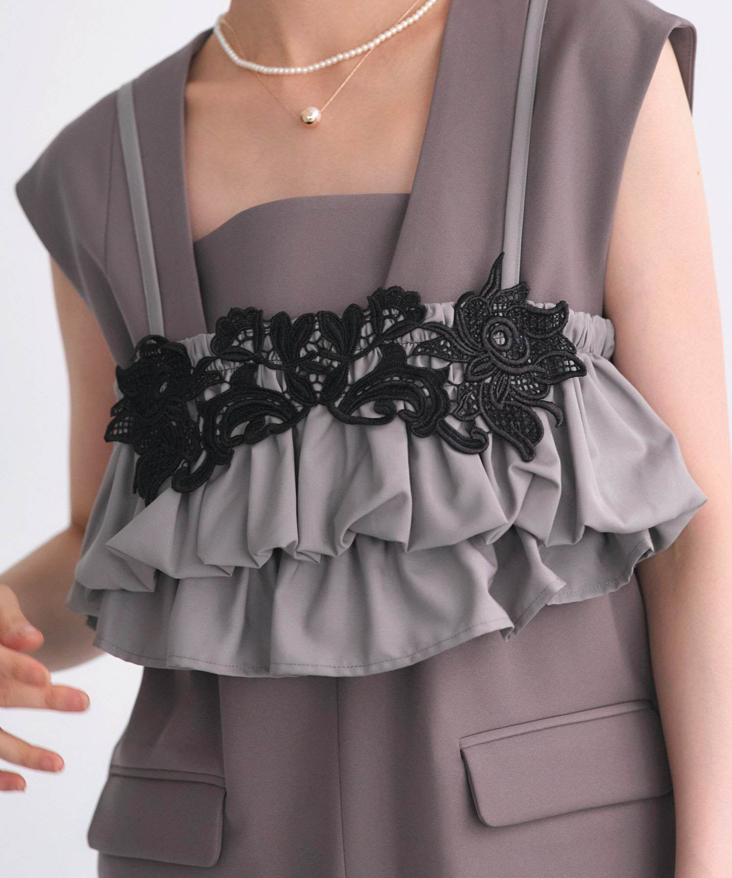 ルイルエブティック RUIRUE BOUTIQUE オケージョンドレス 結婚式 ｜ ベスト ＆ ビスチェ ＆ スリットパンツ 3ピース セット ｜ パンツドレス パンツスーツ 美脚効果 二次会 披露宴 お呼ばれ パーティードレス （モカ） モカ