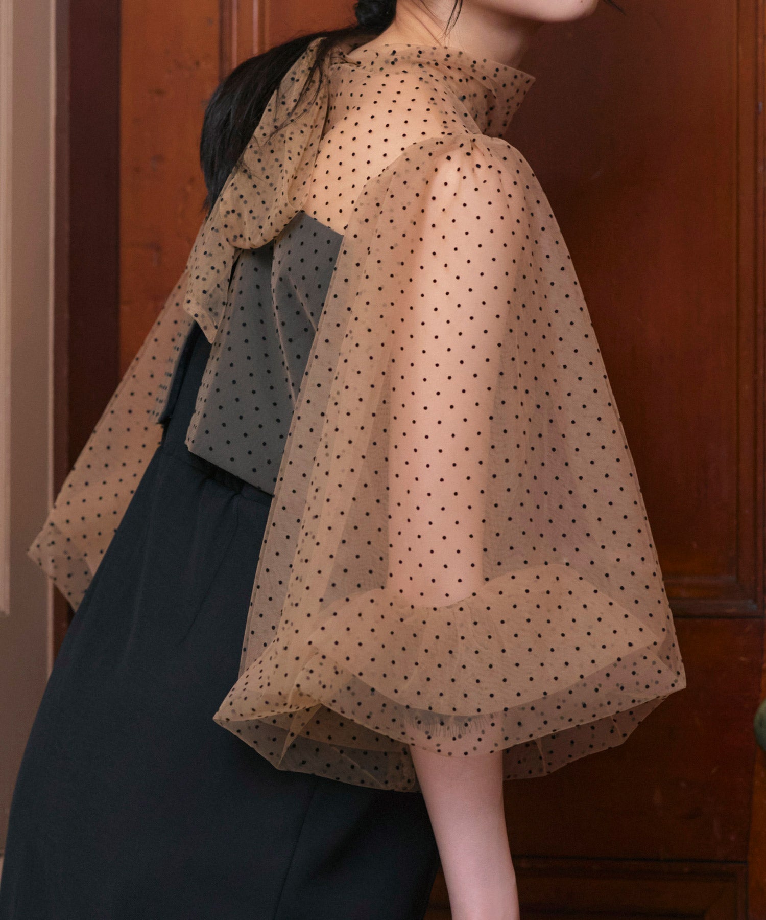 ルイルエブティック RUIRUE BOUTIQUE オケージョンドレス 結婚式 ストレッチ ｜ シアー ドット Iライン ワンピース ドレス ｜ 二次会 披露宴 美脚 オケージョンワンピース お呼ばれ パーティードレス （ブラック×ブラウン） ブラック×ブラウン