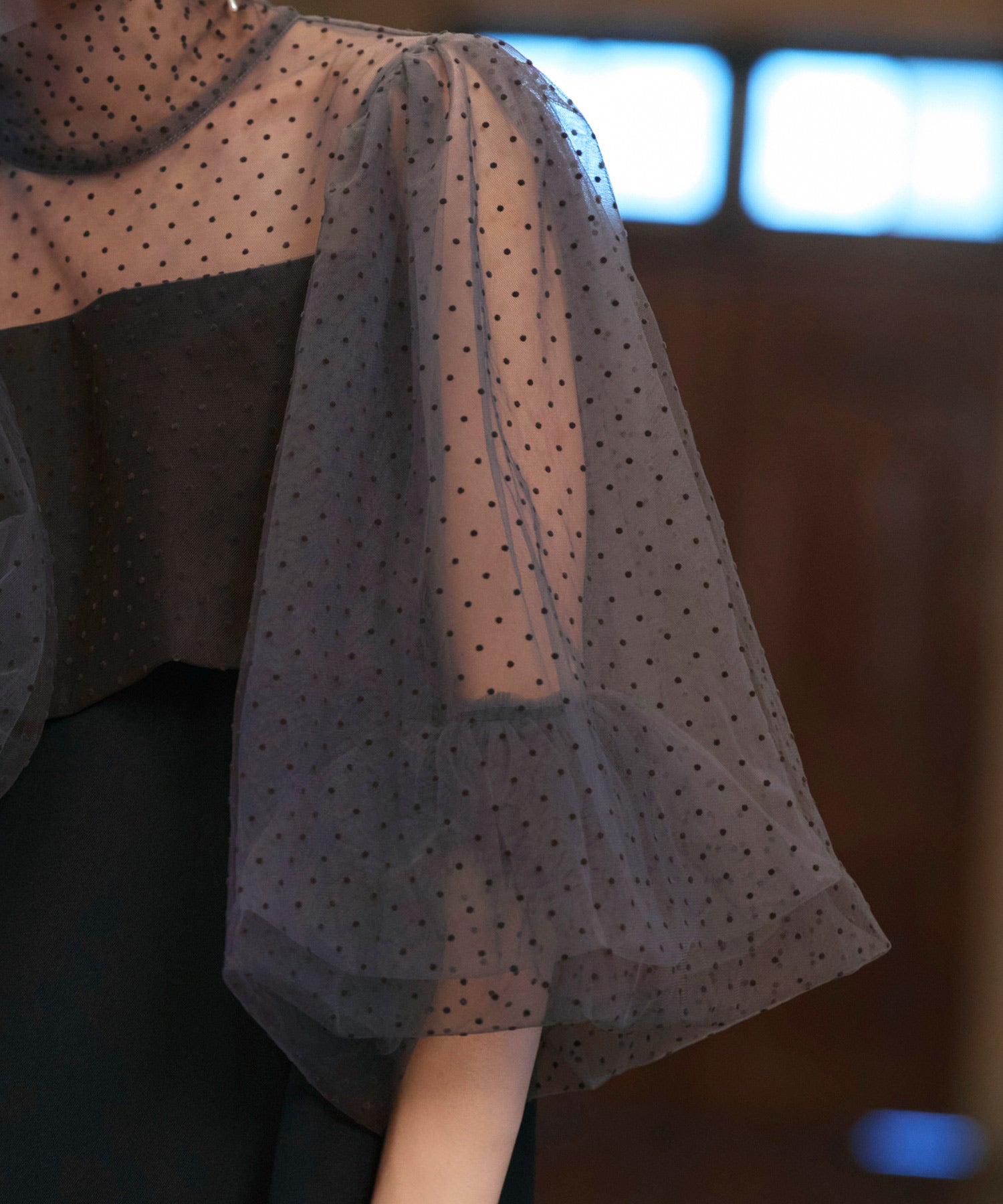 ルイルエブティック RUIRUE BOUTIQUE オケージョンドレス 結婚式 ストレッチ ｜ シアー ドット Iライン ワンピース ドレス ｜ 二次会 披露宴 美脚 オケージョンワンピース お呼ばれ パーティードレス （ブラック×ブラウン） ブラック×ブラウン