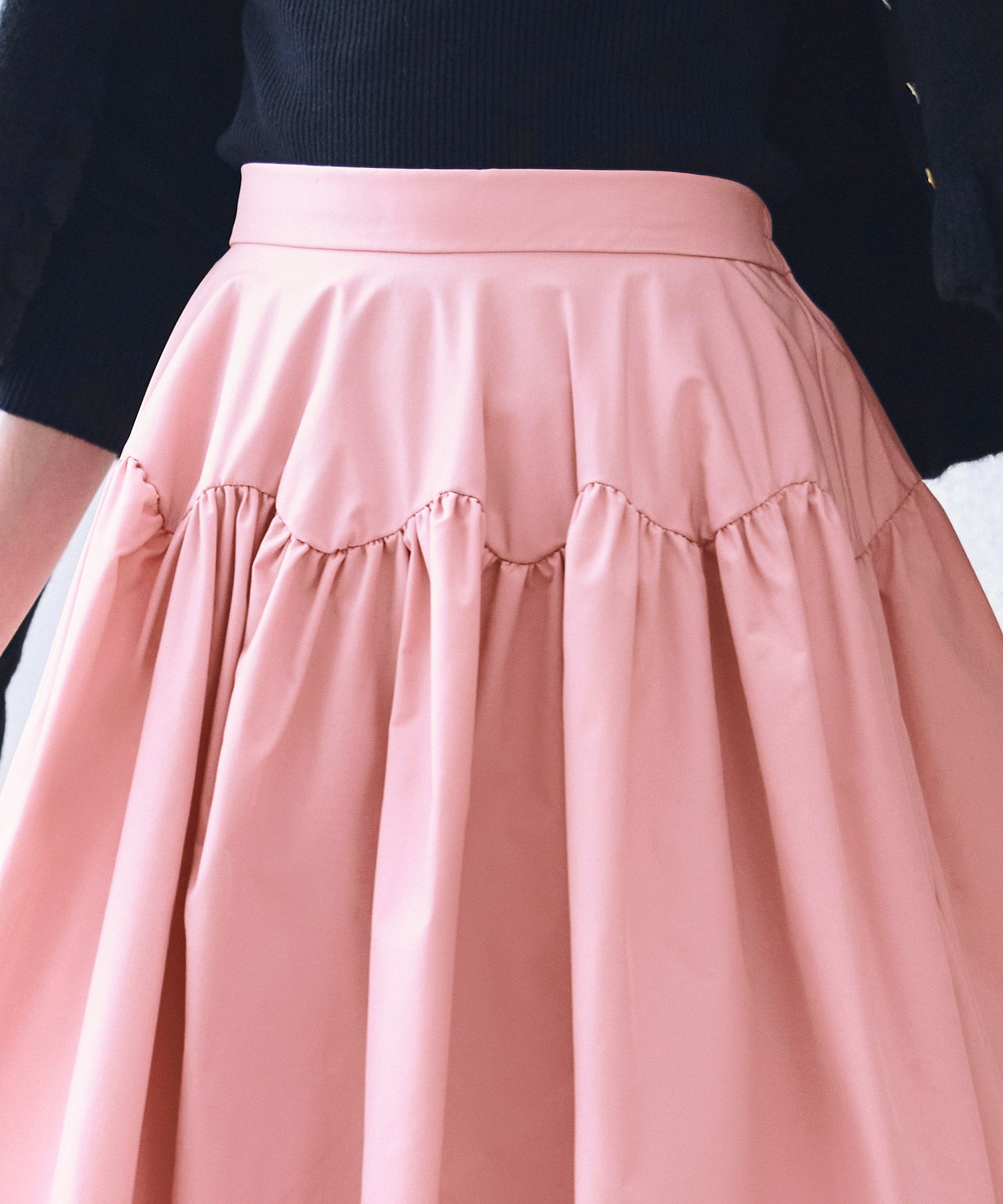 ルイルエブティック RUIRUE BOUTIQUE  洗える ｜ バブル フレア スカート ｜ レディース ロングスカート フェミニン きれいめ 大人カジュアル オフィスカジュアル ウエストゴム 美脚 フレアスカート （ブラック） ブラック