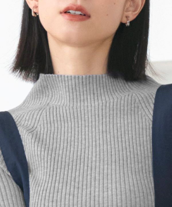 ルイルエブティック RUIRUE BOUTIQUE 洗える ストレッチ ｜ 袖口 ニット フリル ＆ パール RIB ニット ｜ 長袖 リブニット セーター ニットトップス （オフホワイト） オフホワイト