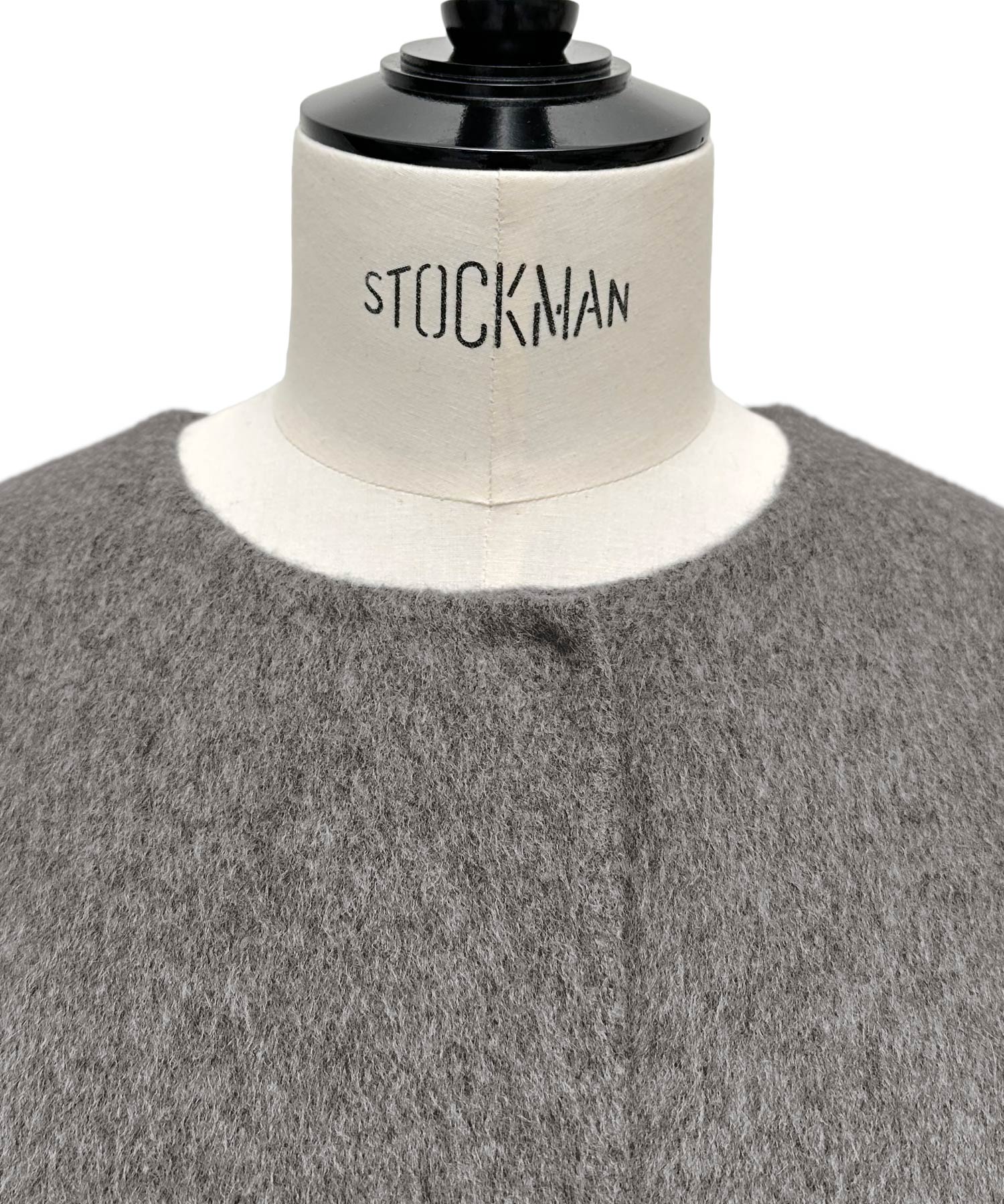 ルイルエブティック RUIRUE BOUTIQUE ウールリバー ハンドステッチ コート ｜ アウター / ウールコート / ウール100％コート / ノーカラーコート / リバーコート / ウールリバーコート （グレー） グレー