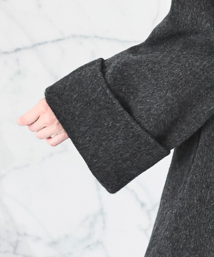 ルイルエブティック RUIRUE BOUTIQUE ウールリバー ハンドステッチ コート ｜ アウター / ウールコート / ウール100％コート / ノーカラーコート / リバーコート / ウールリバーコート （グレー） グレー