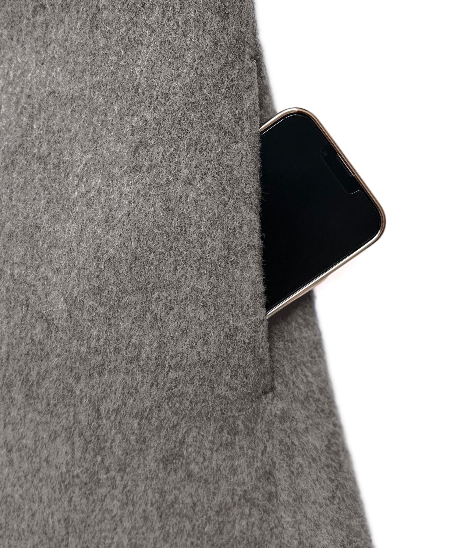 ルイルエブティック RUIRUE BOUTIQUE ウールリバー ハンドステッチ コート ｜ アウター / ウールコート / ウール100％コート / ノーカラーコート / リバーコート / ウールリバーコート （グレー） グレー