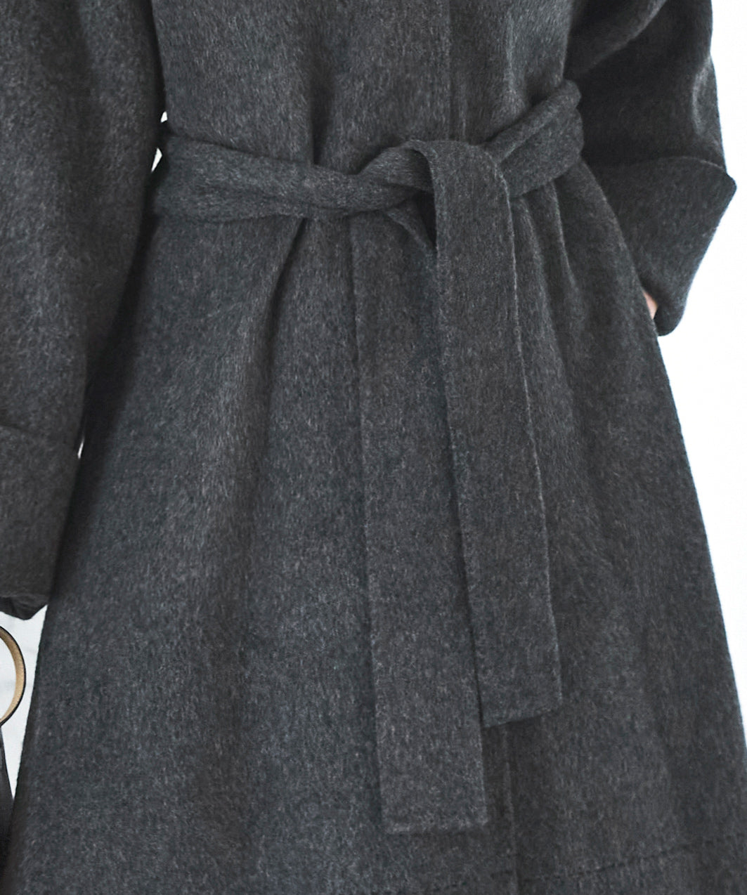 ルイルエブティック RUIRUE BOUTIQUE ウールリバー ハンドステッチ コート ｜ アウター / ウールコート / ウール100％コート / ノーカラーコート / リバーコート / ウールリバーコート （グレー） グレー